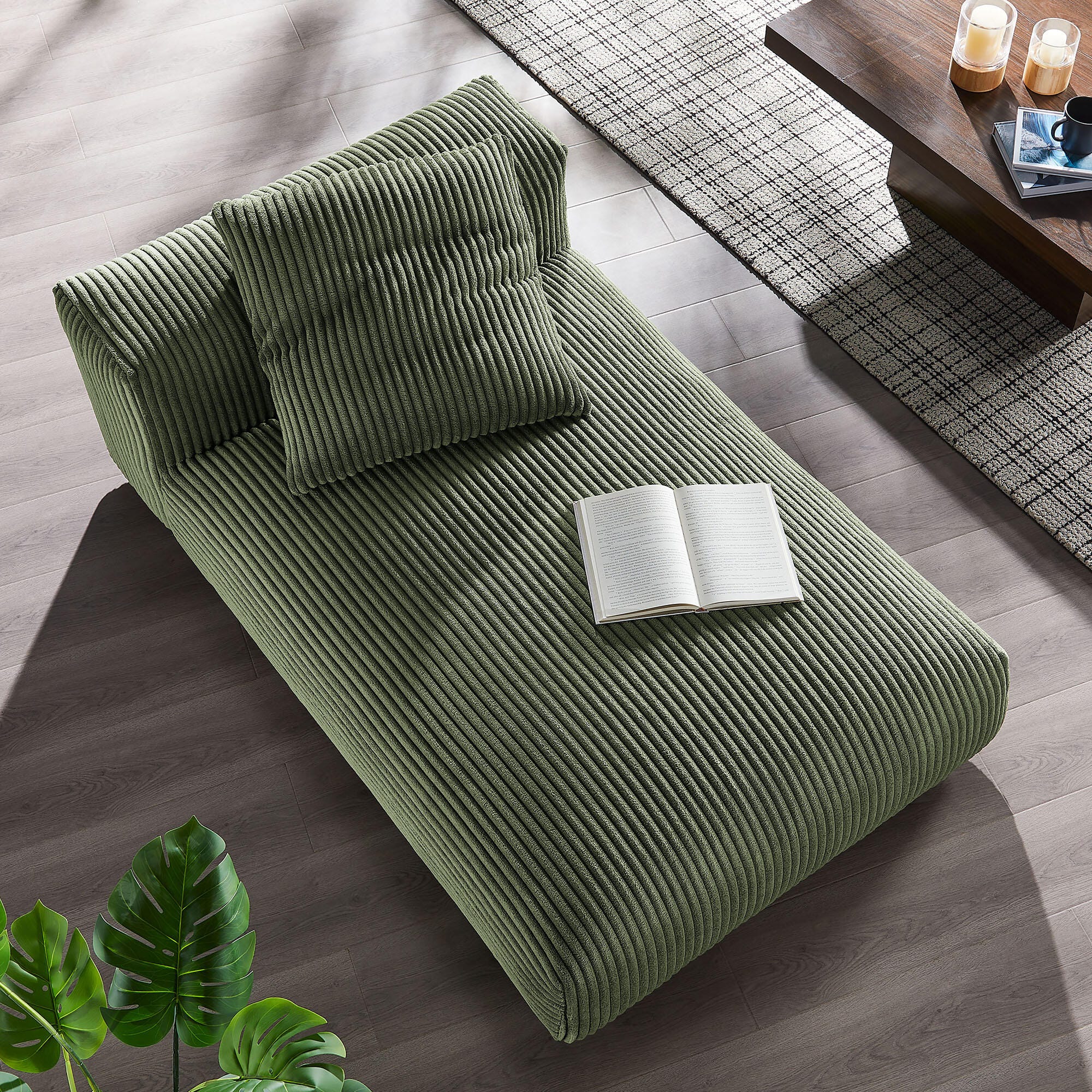 Modway Solace Armless Oversized Chaise, Fern, rollover