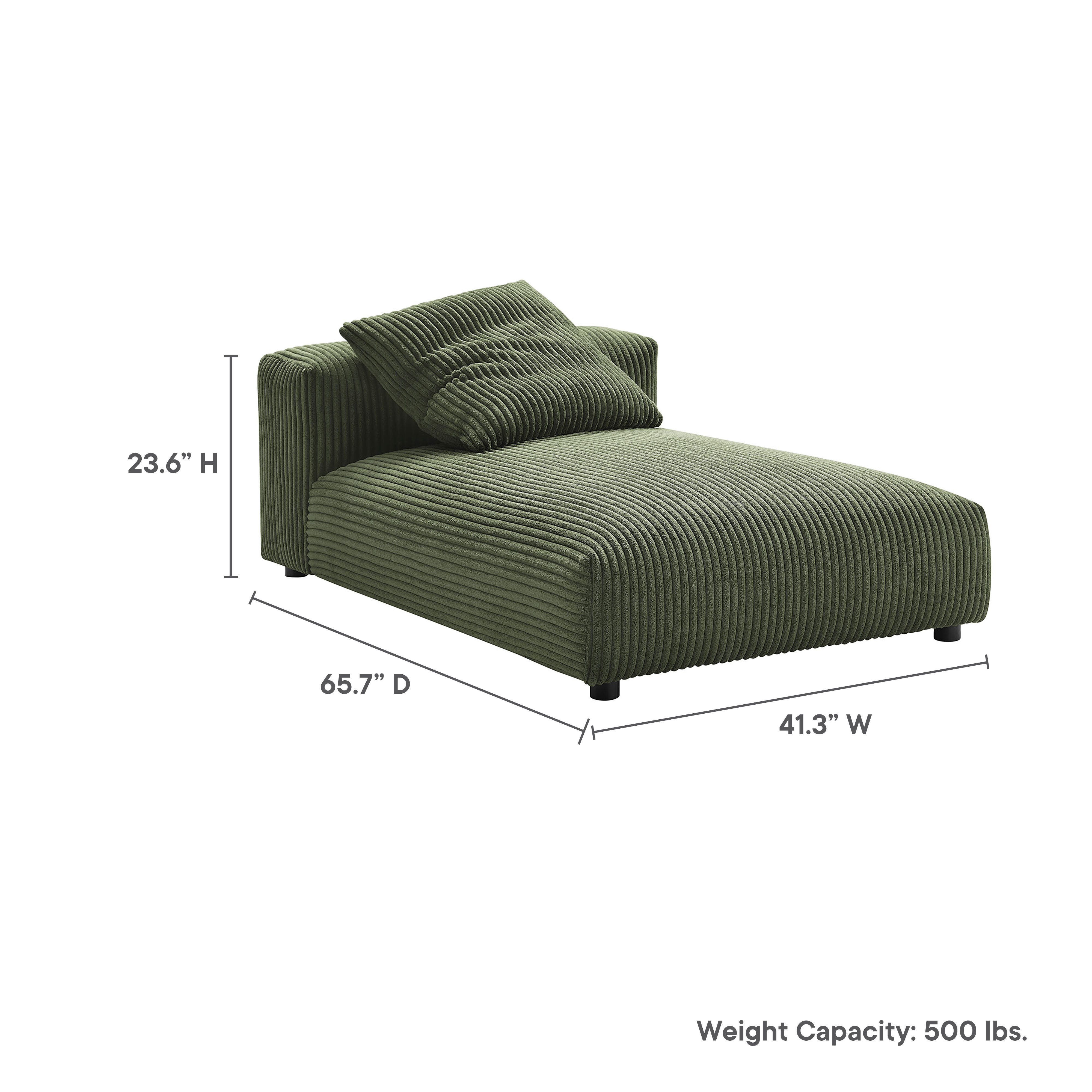 Modway Solace Armless Oversized Chaise, Fern, large