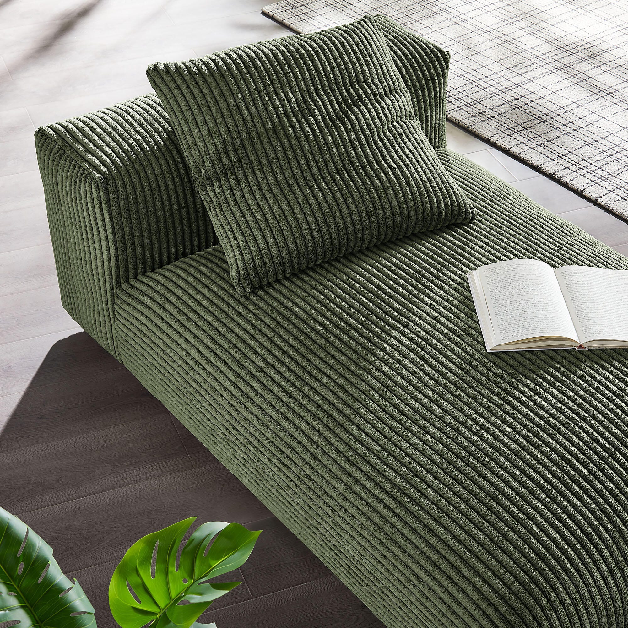 Modway Solace Armless Oversized Chaise, Fern, large