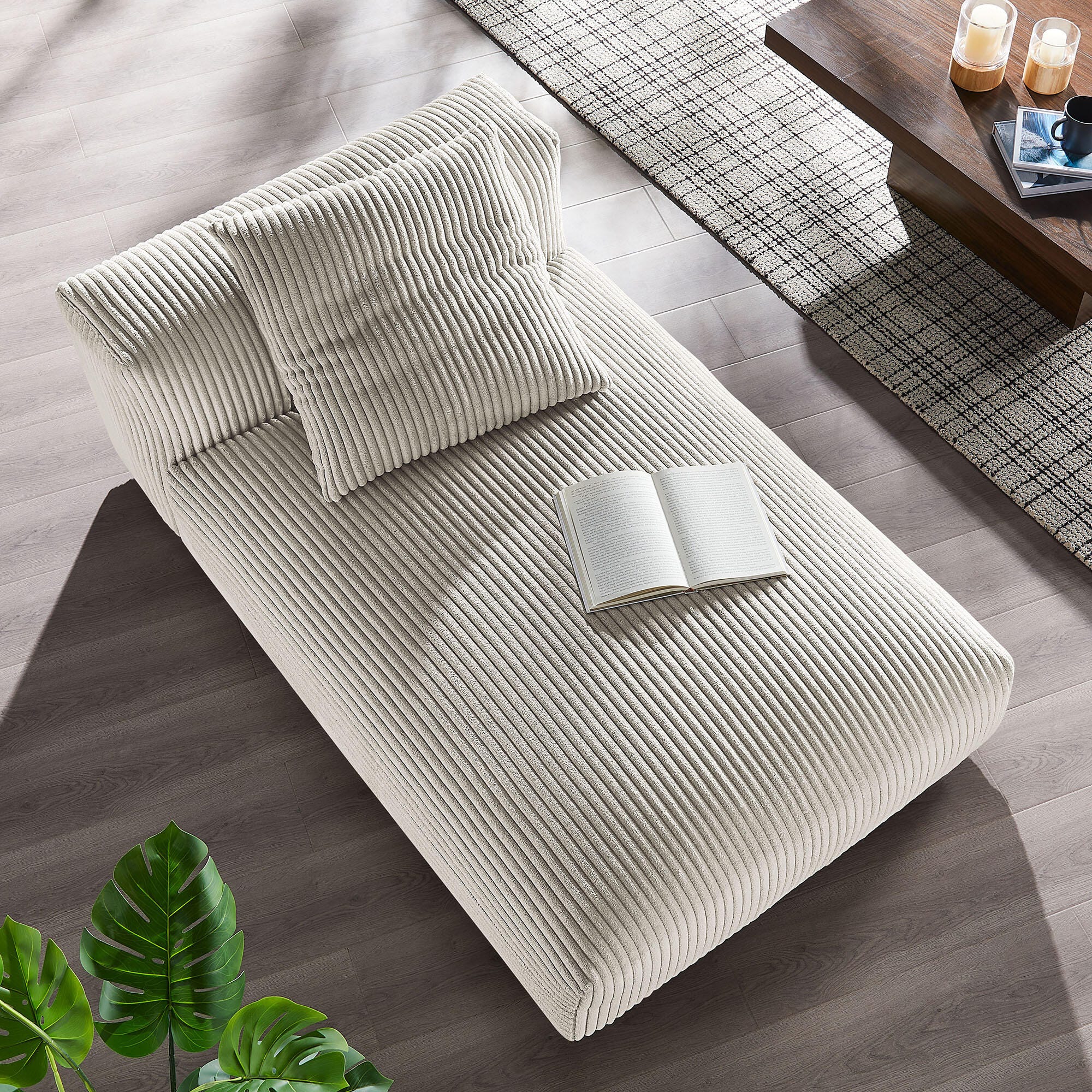 Modway Solace Armless Oversized Chaise, Almond, rollover