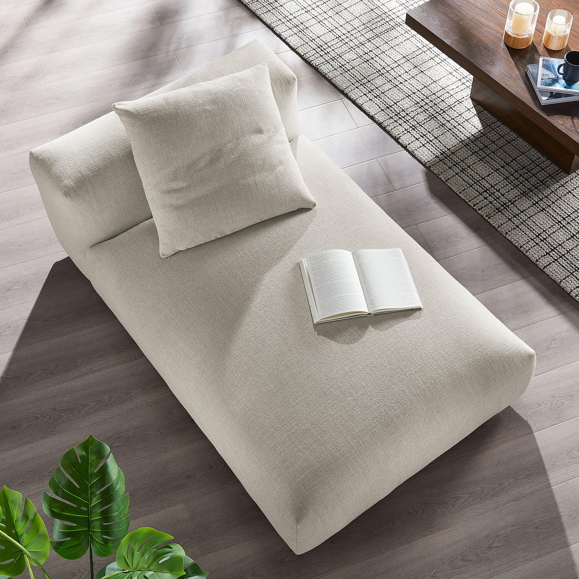 Modway Solace Oversized Chaise, Linen, rollover