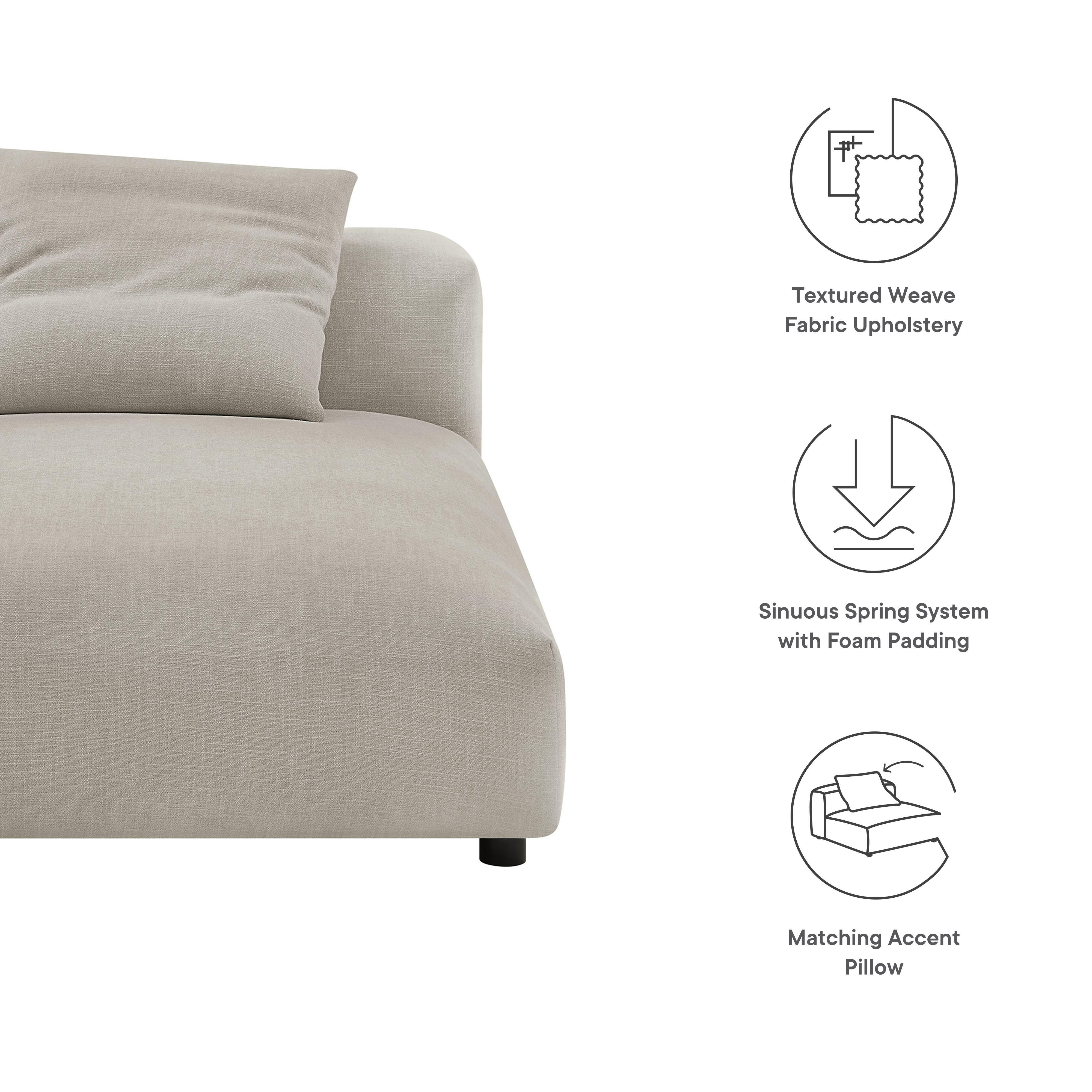 Modway Solace Oversized Chaise, Linen, large