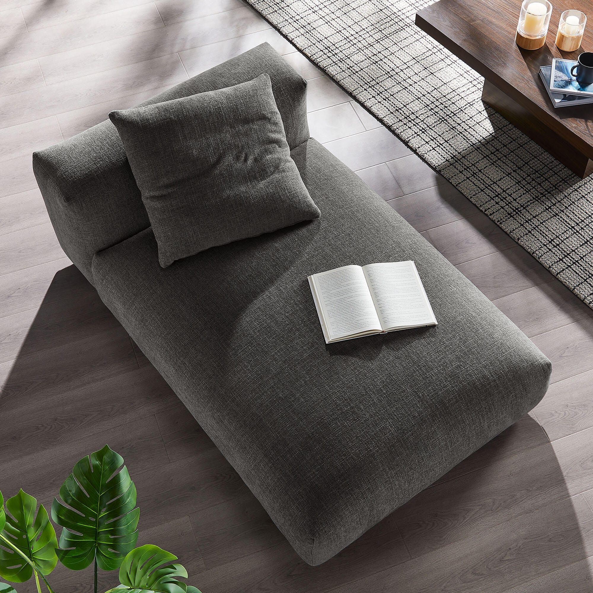 Modway Solace Oversized Chaise, Charcoal, large