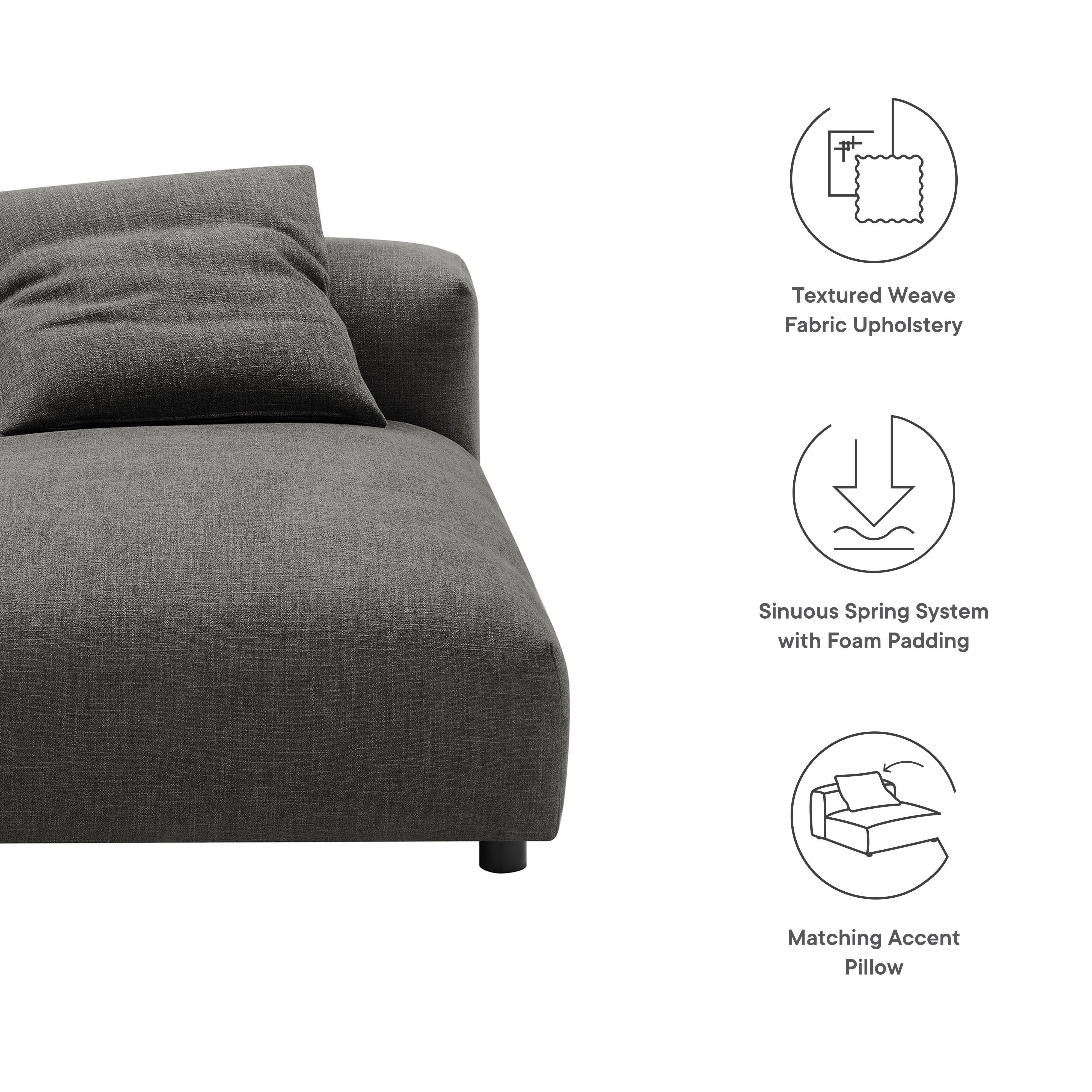 Modway Solace Oversized Chaise, Charcoal, large