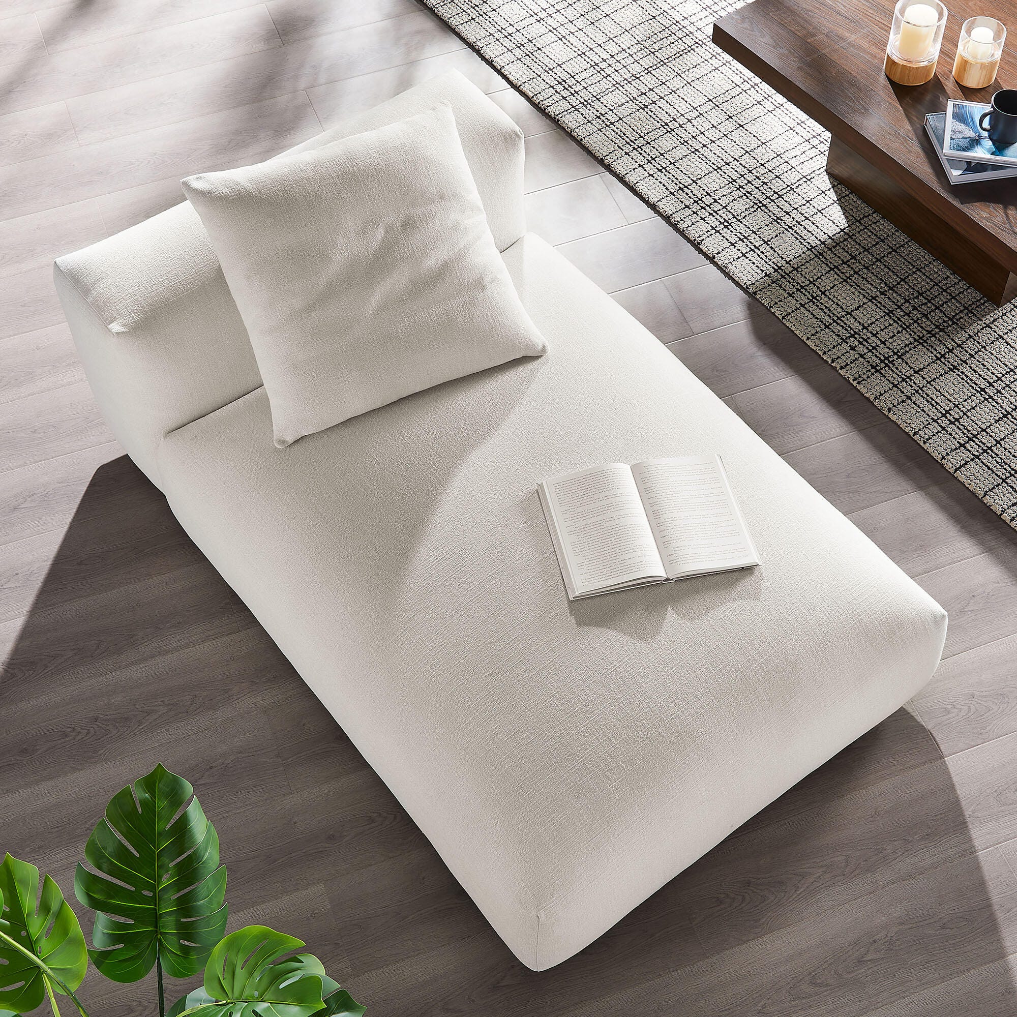 Modway Solace Oversized Chaise, Salt, large