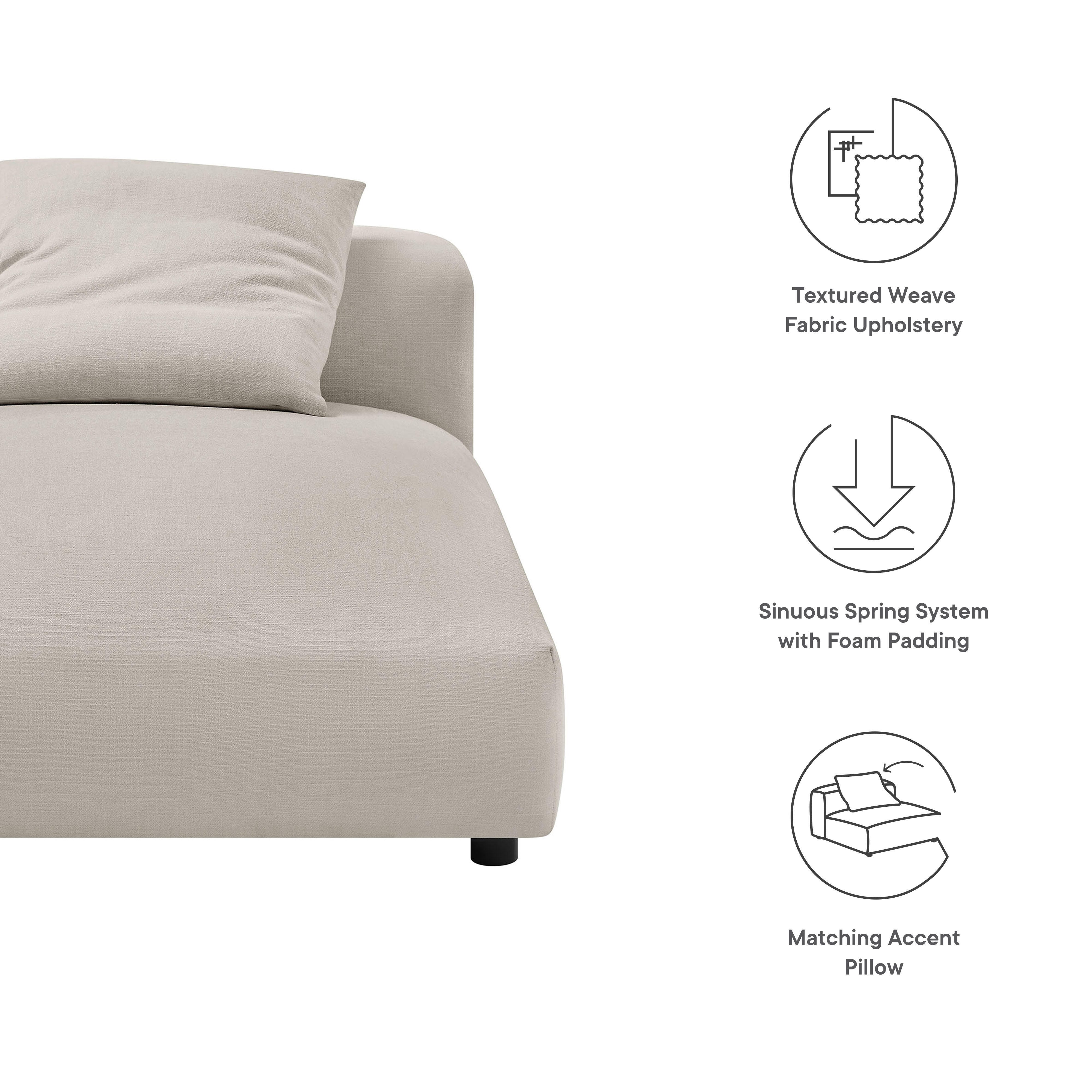 Modway Solace Oversized Chaise, Salt, large