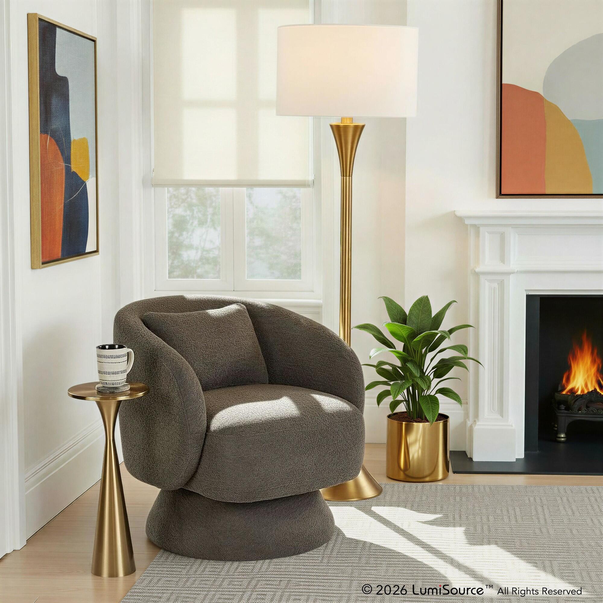 LumiSource Zara Swivel Accent Chair, Gray, rollover