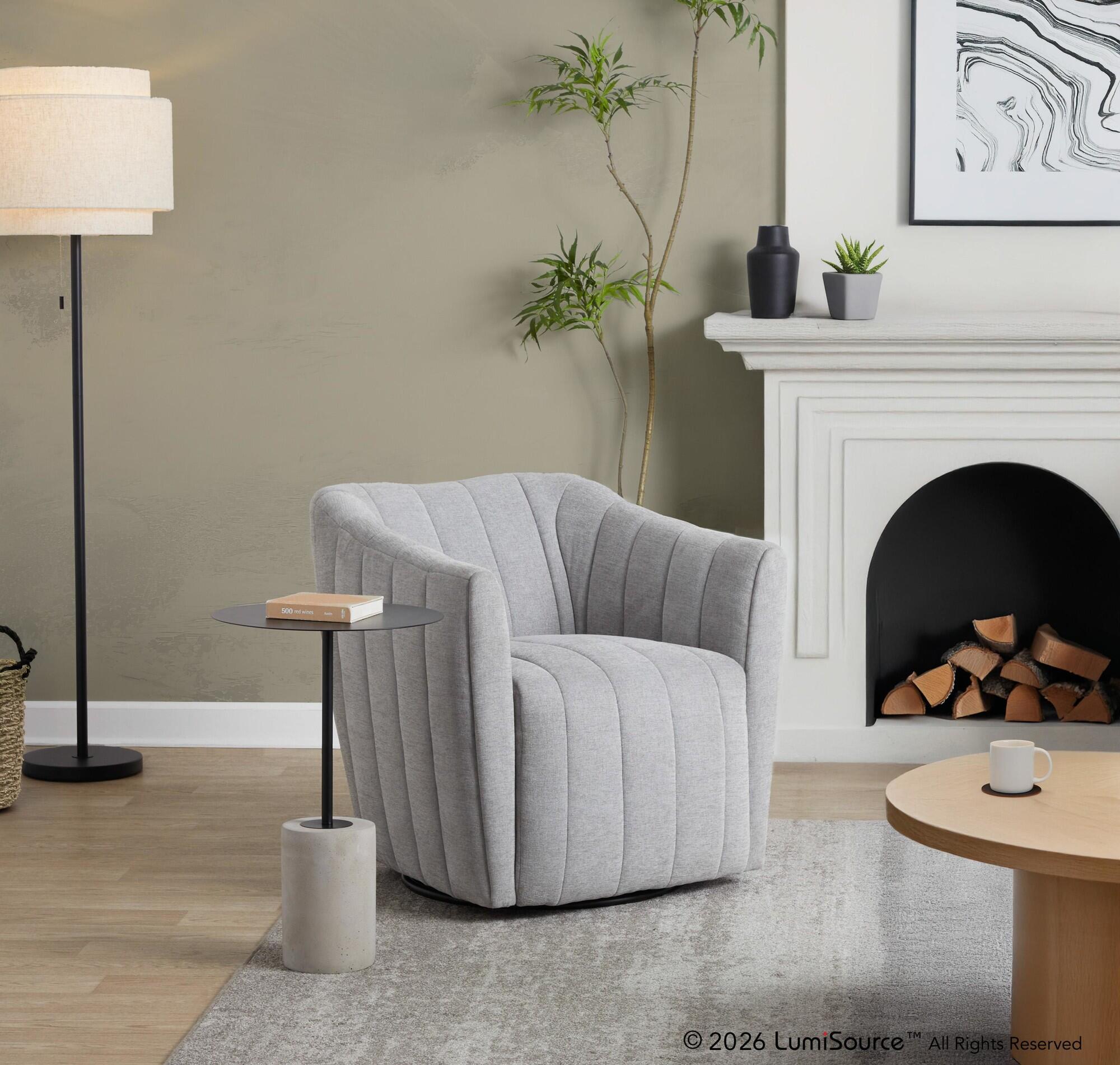 LumiSource Finley Swivel Accent Chair, Light Gray, rollover