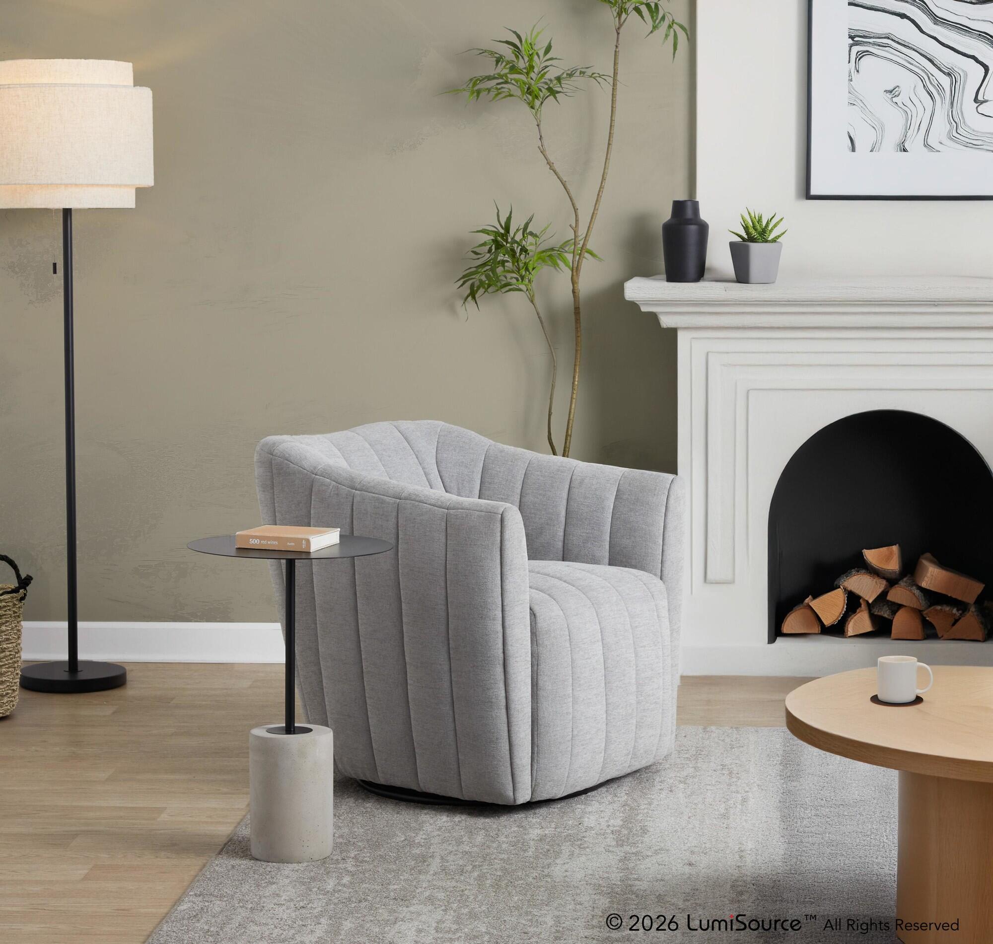 LumiSource Finley Swivel Accent Chair, Light Gray, large