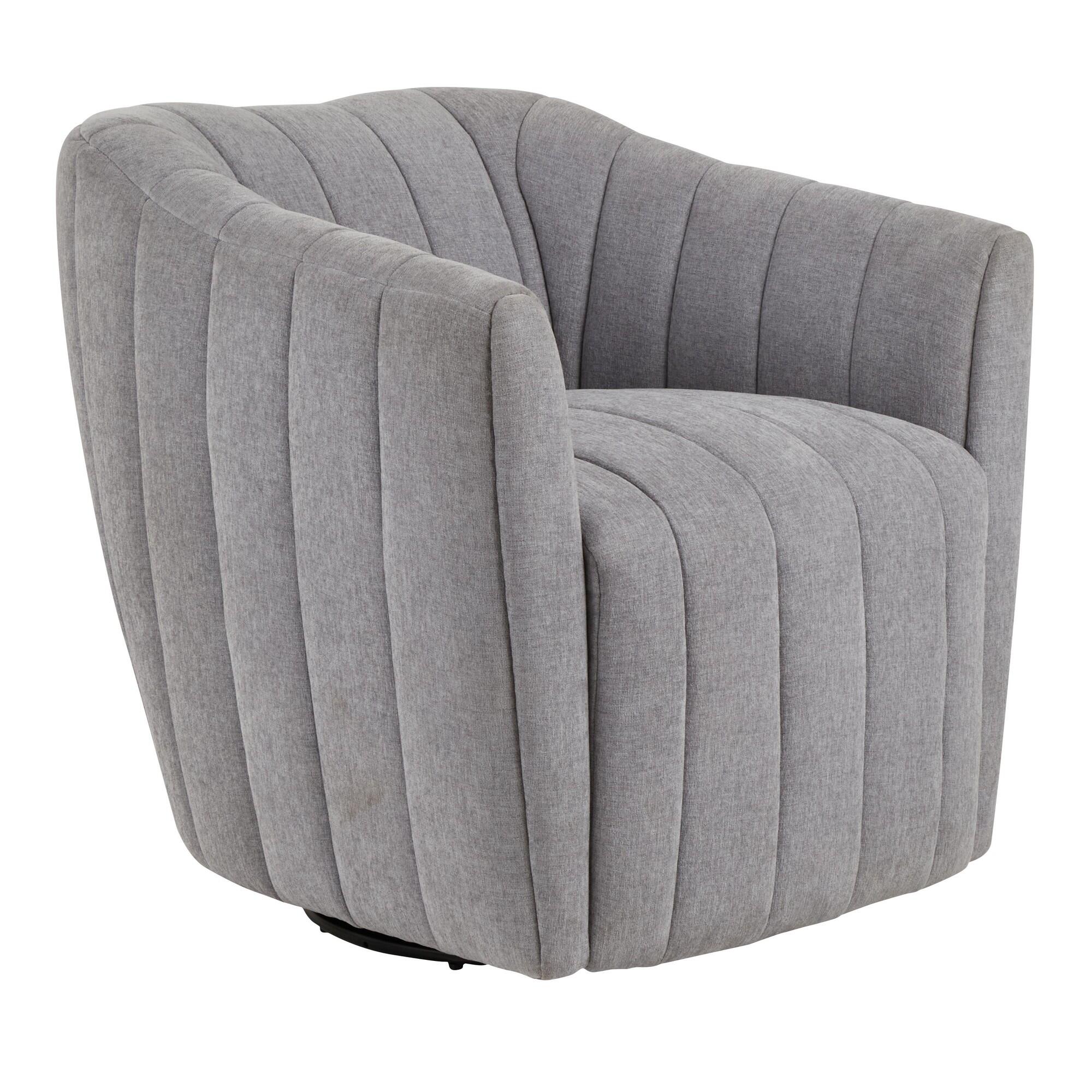 LumiSource Finley Swivel Accent Chair, Dark Gray, large
