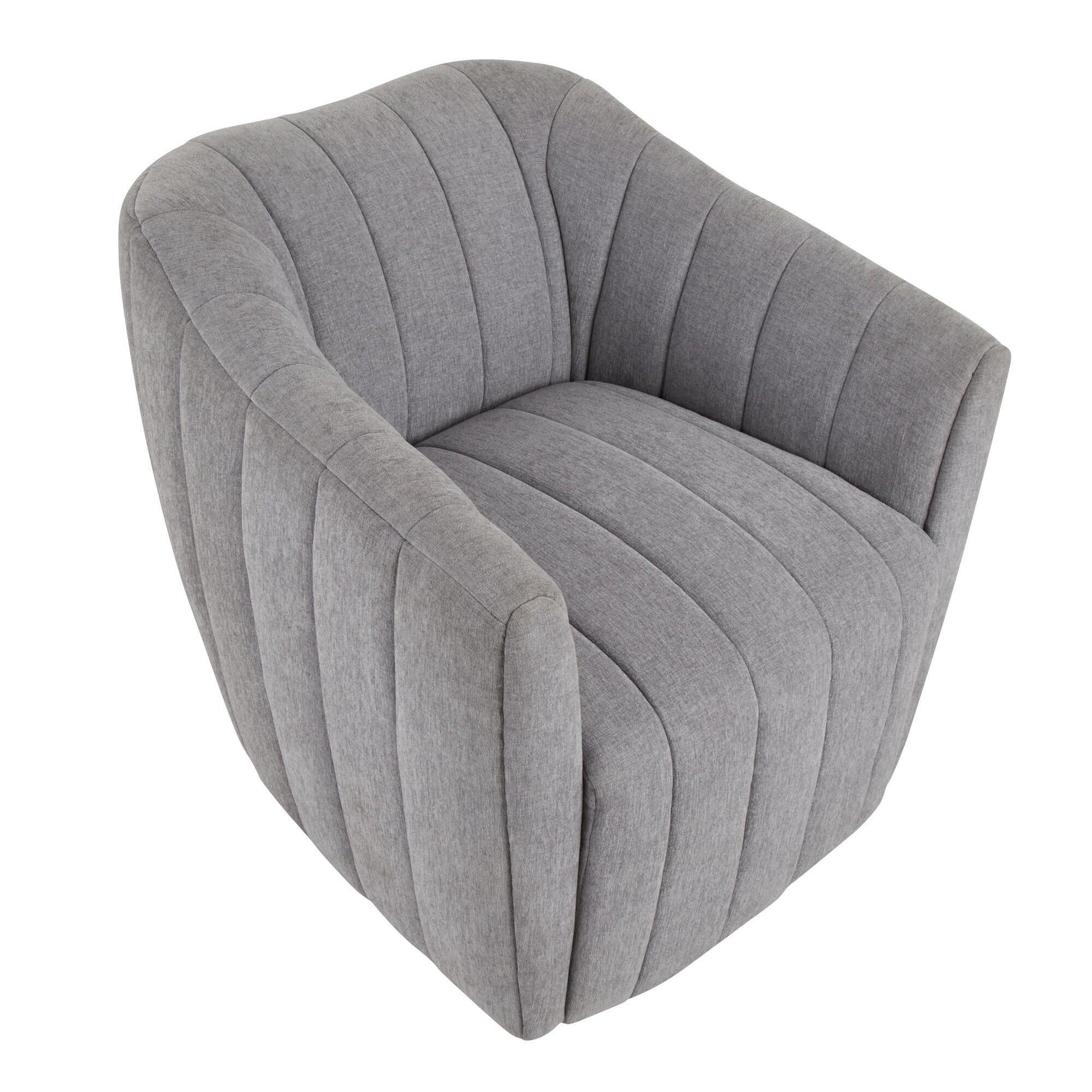 LumiSource Finley Swivel Accent Chair, Dark Gray, large