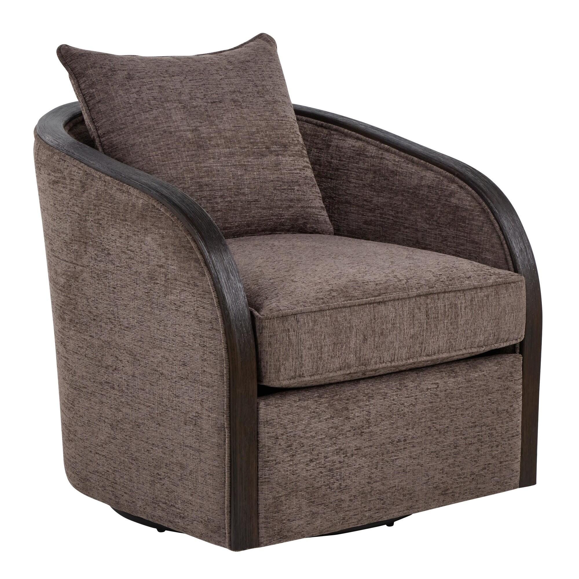 LumiSource Gemma Swivel Accent Chair, Brown, large
