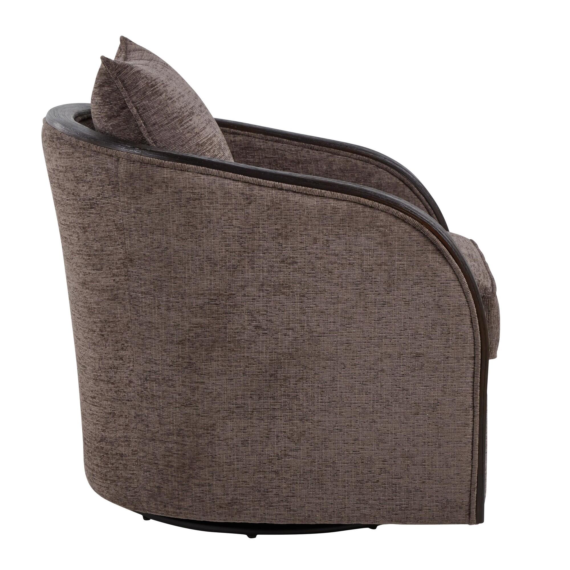 LumiSource Gemma Swivel Accent Chair, Brown, large
