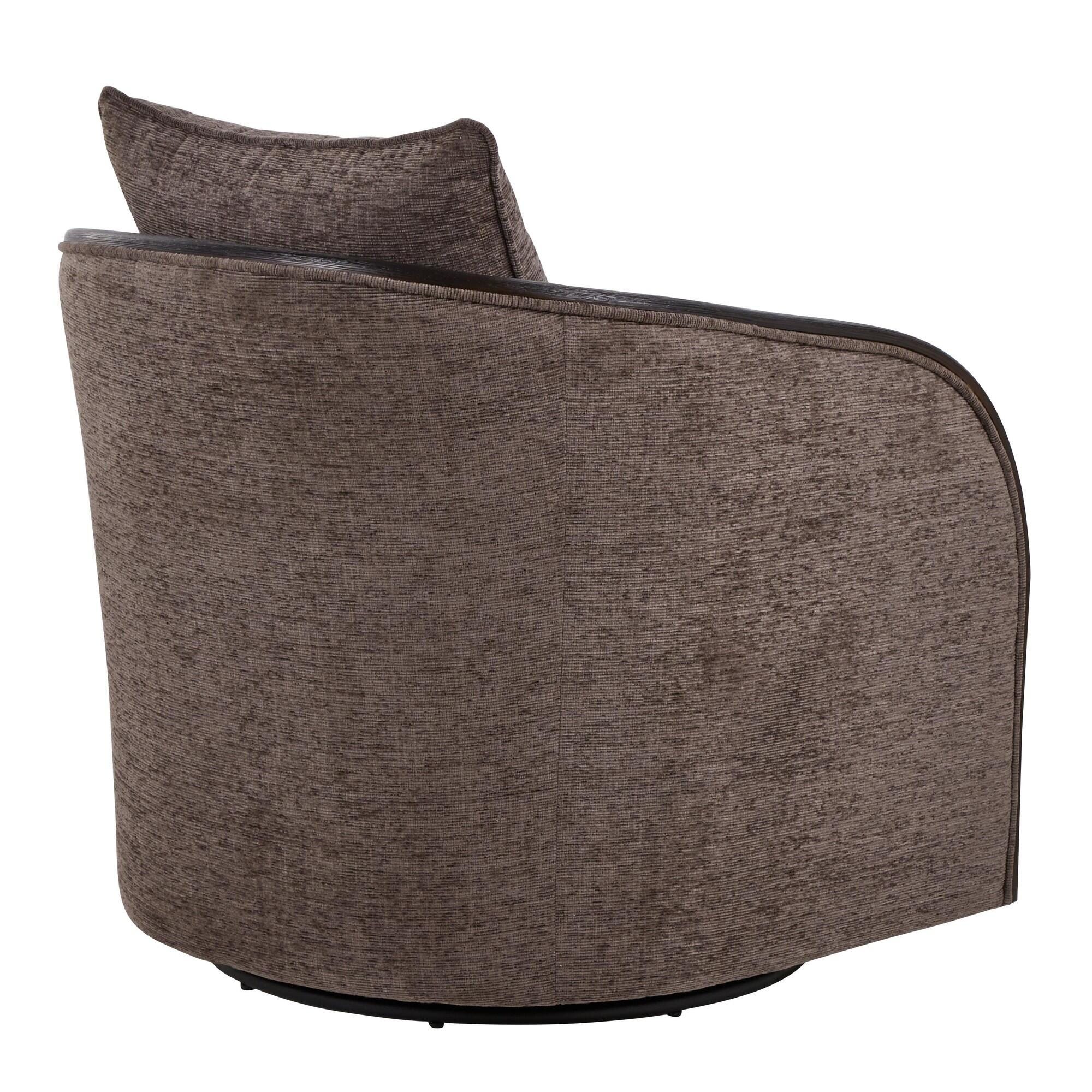 LumiSource Gemma Swivel Accent Chair, Brown, large