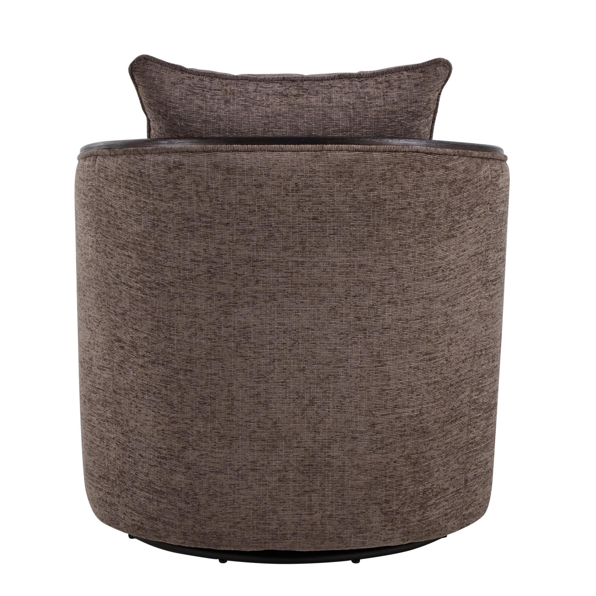 LumiSource Gemma Swivel Accent Chair, Brown, large