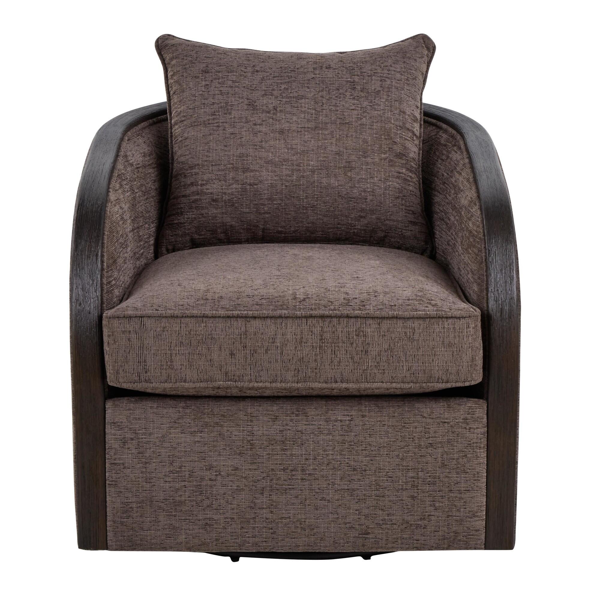LumiSource Gemma Swivel Accent Chair, Brown, large