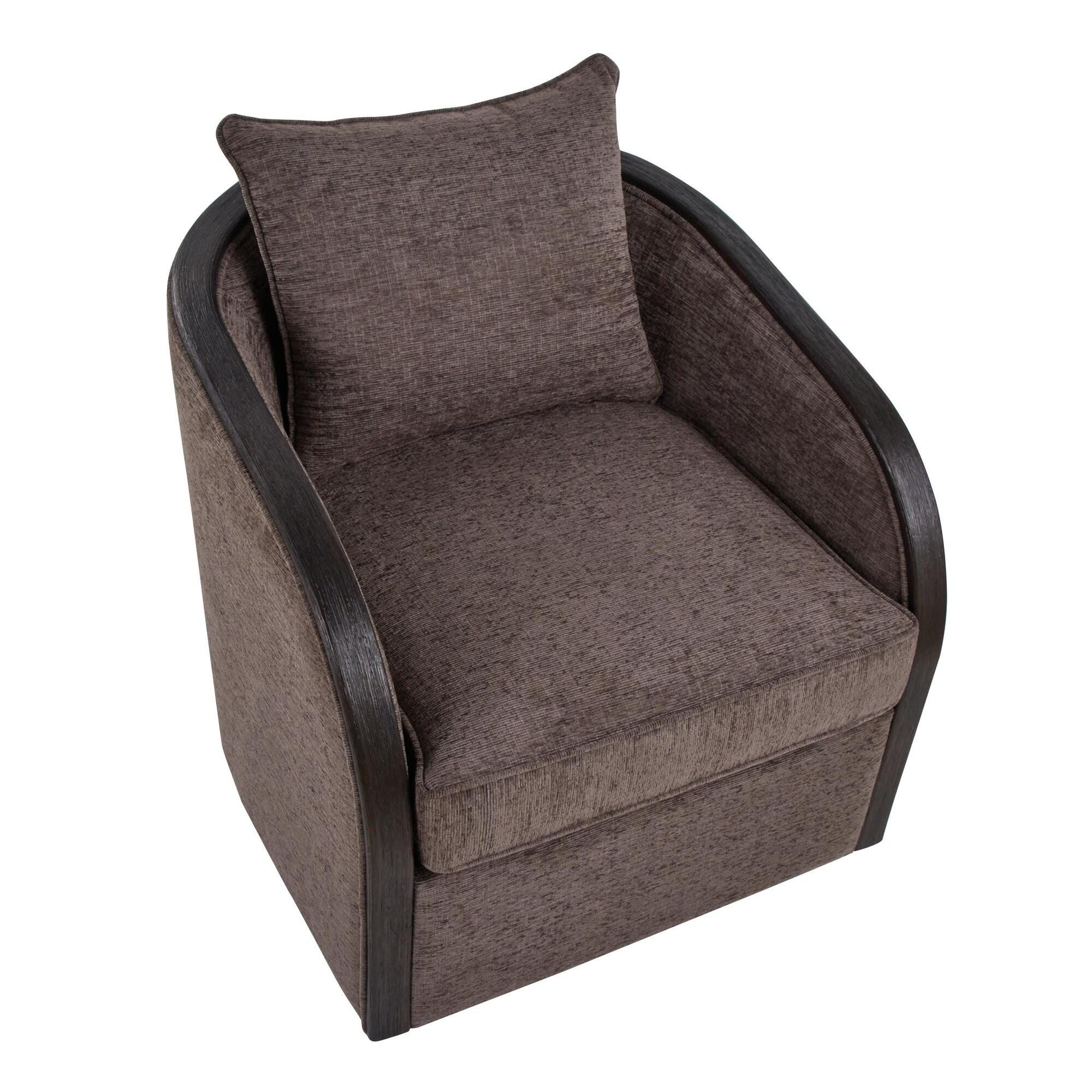 LumiSource Gemma Swivel Accent Chair, Brown, large