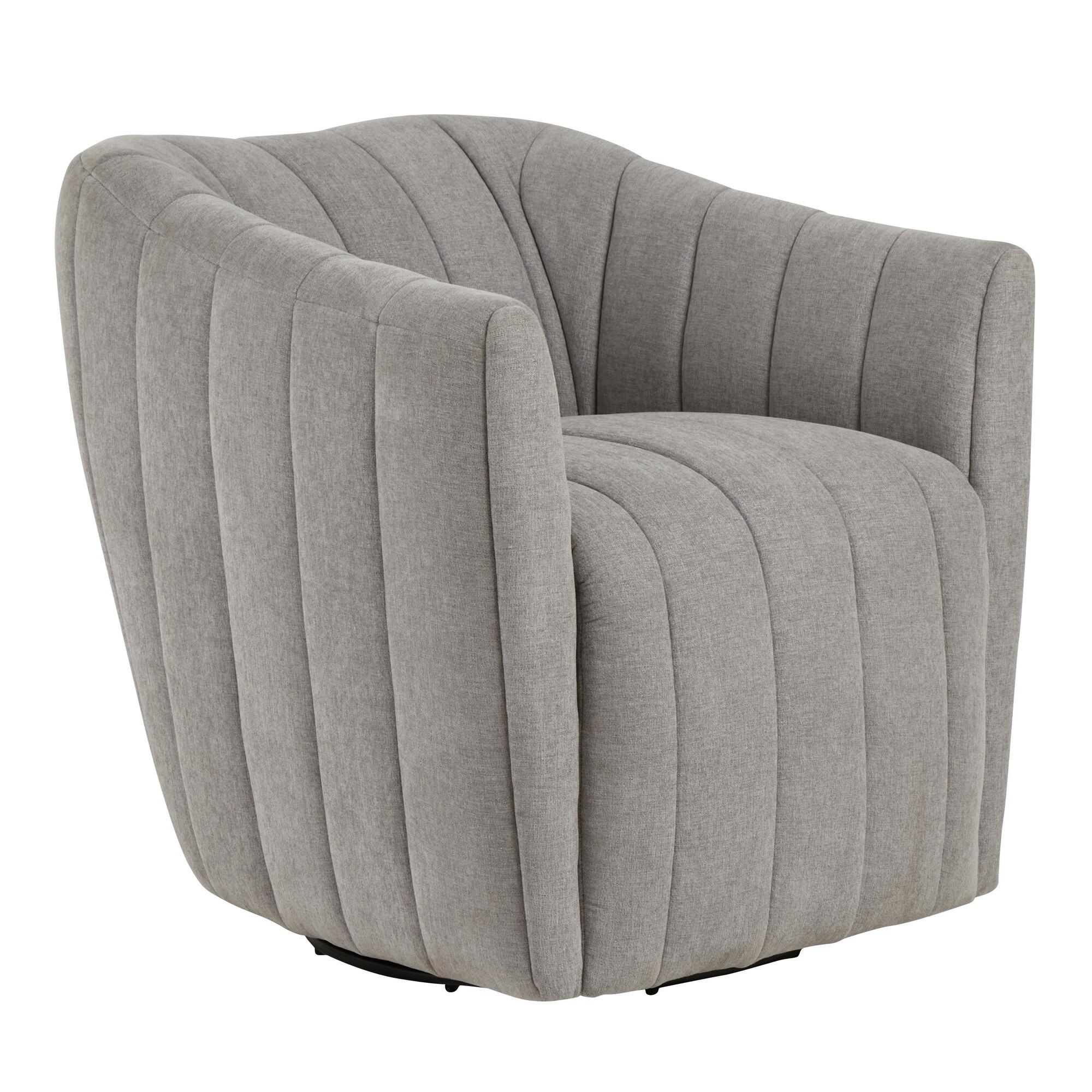 LumiSource Finley Swivel Accent Chair, Gray, large