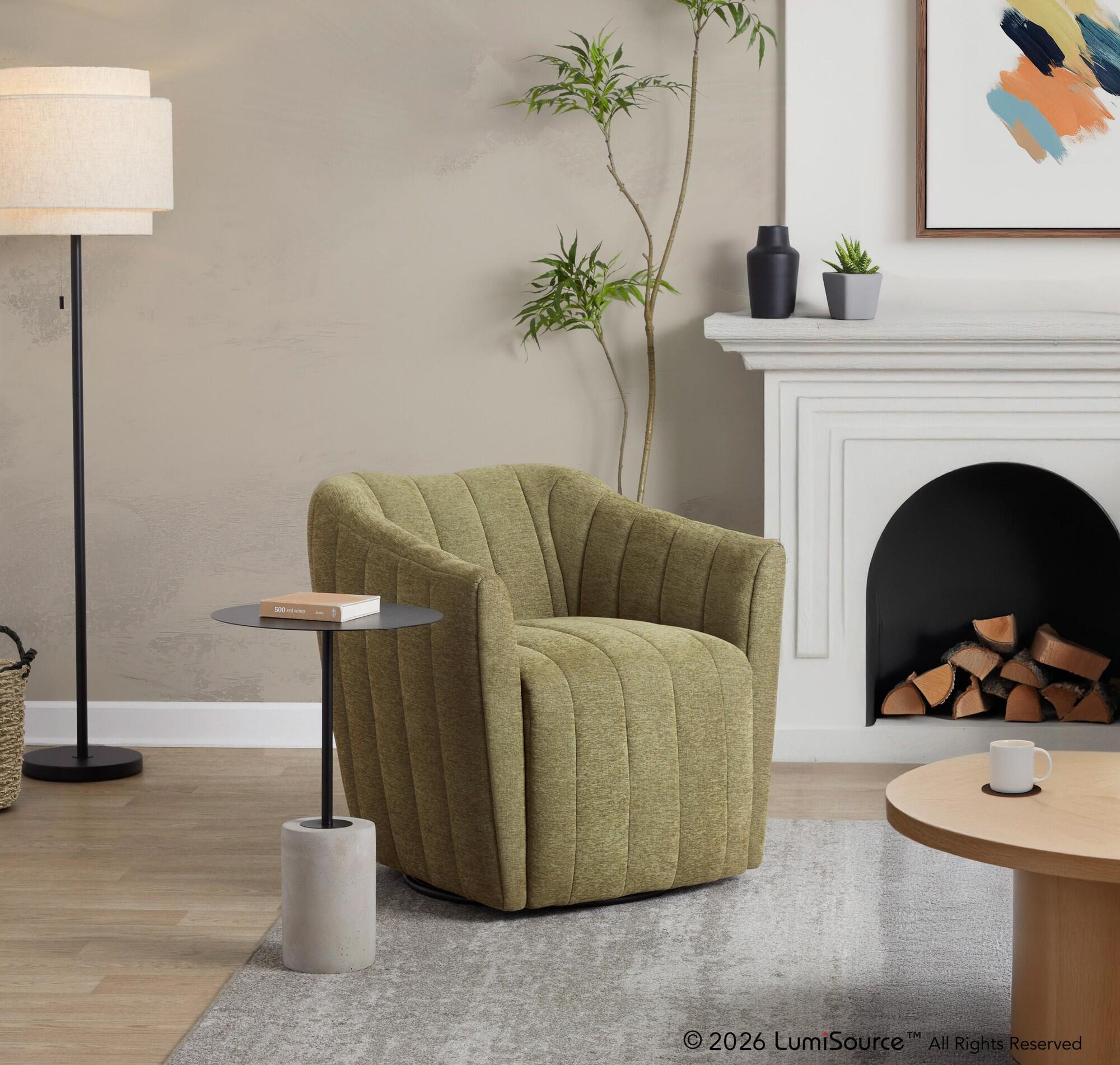 LumiSource Finley Swivel Accent Chair, Green, rollover