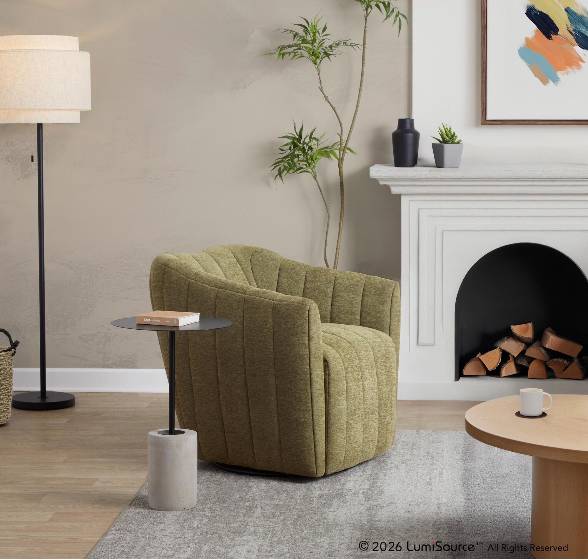 LumiSource Finley Swivel Accent Chair, Green, large