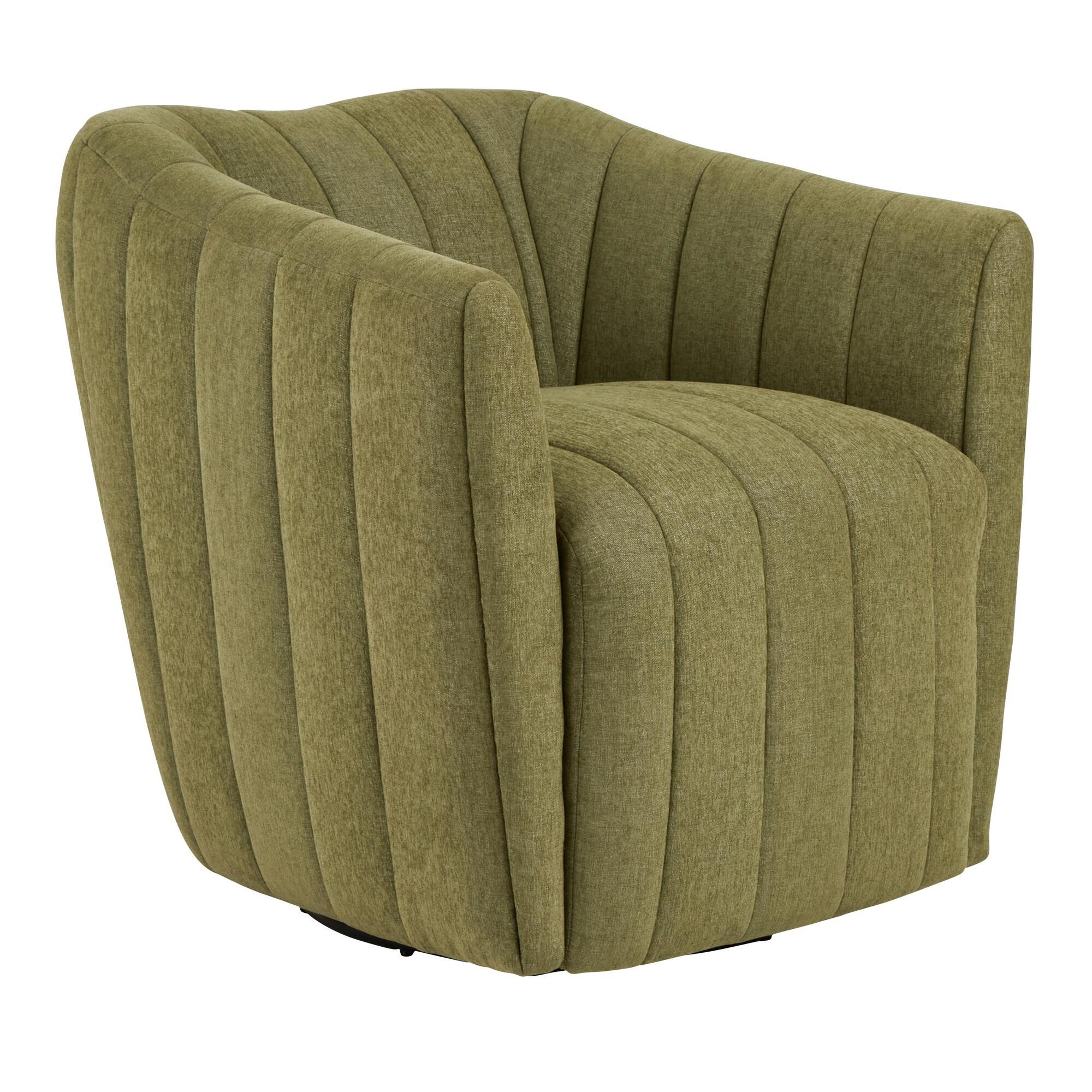 LumiSource Finley Swivel Accent Chair, Green, large