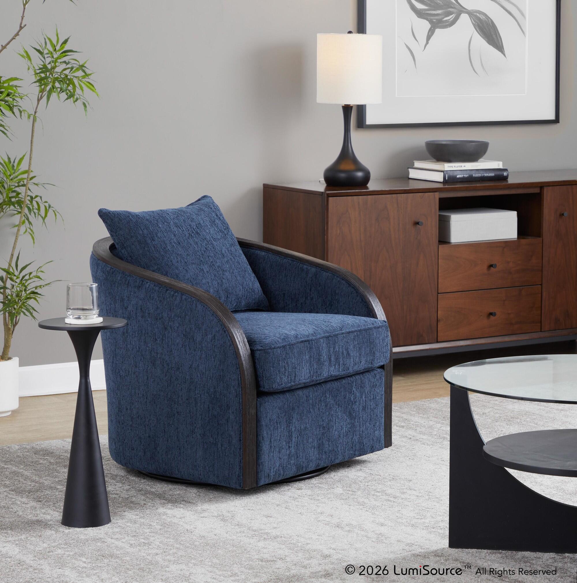 LumiSource Gemma Swivel Accent Chair, Navy, rollover