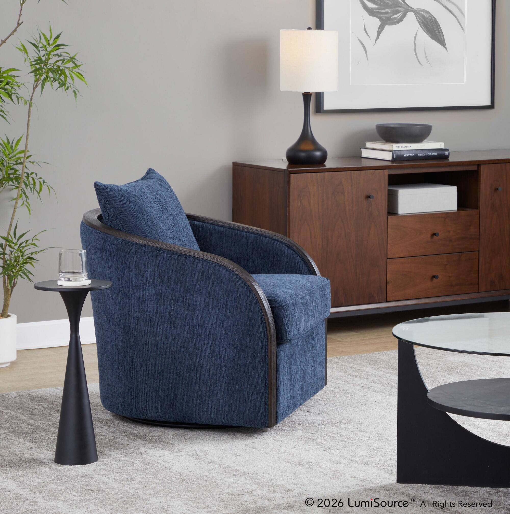LumiSource Gemma Swivel Accent Chair, Navy, large