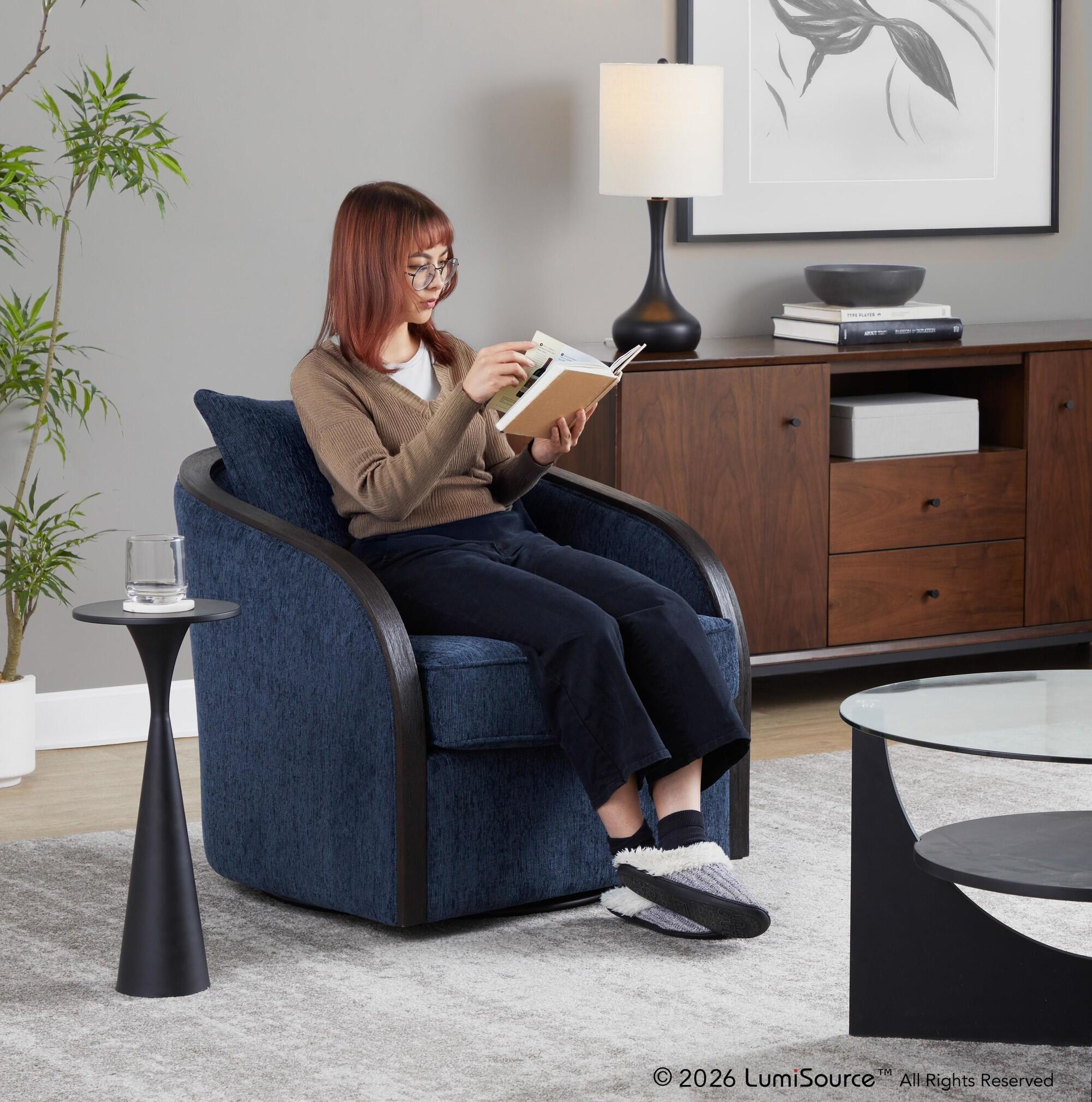 LumiSource Gemma Swivel Accent Chair, Navy, large