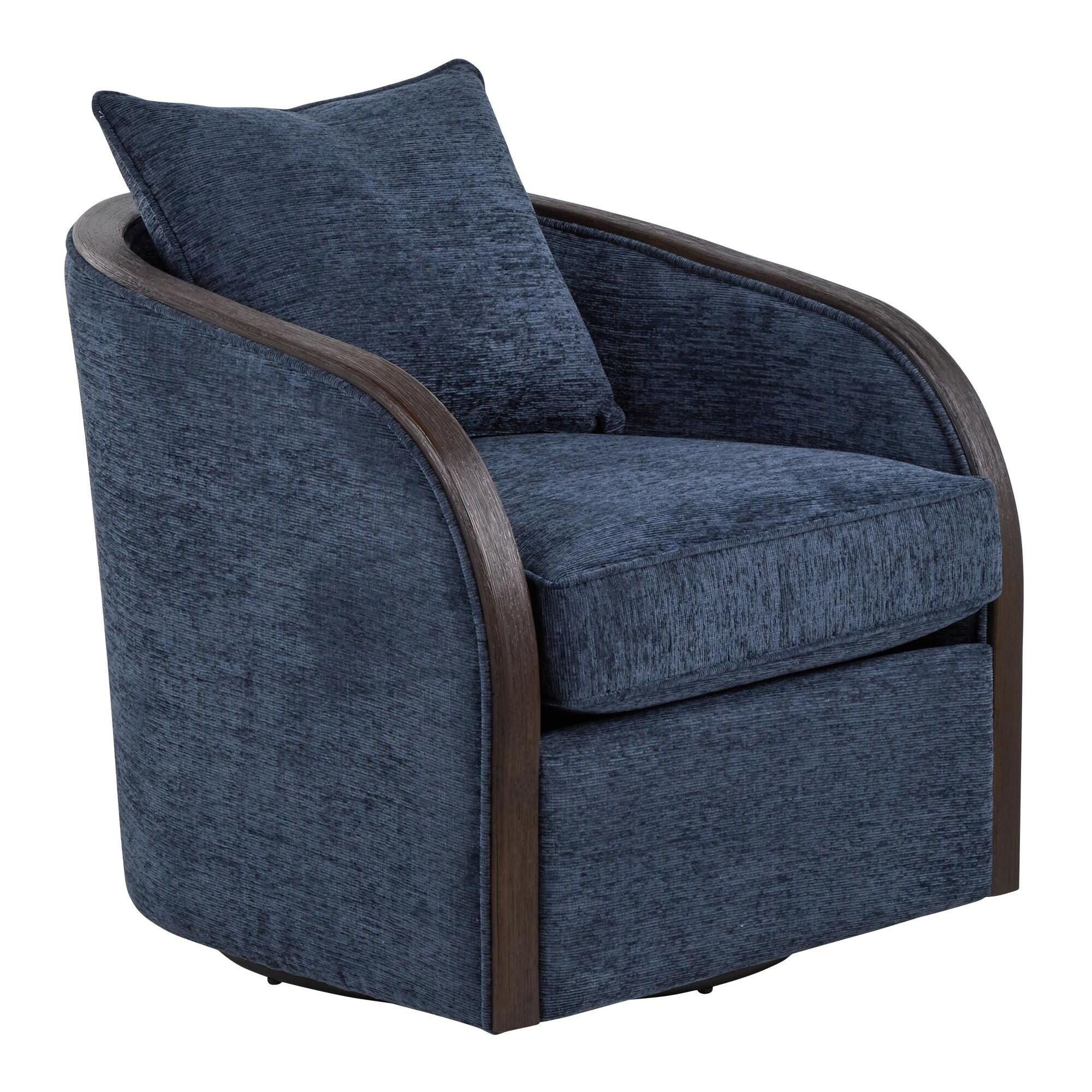 LumiSource Gemma Swivel Accent Chair, Navy, large