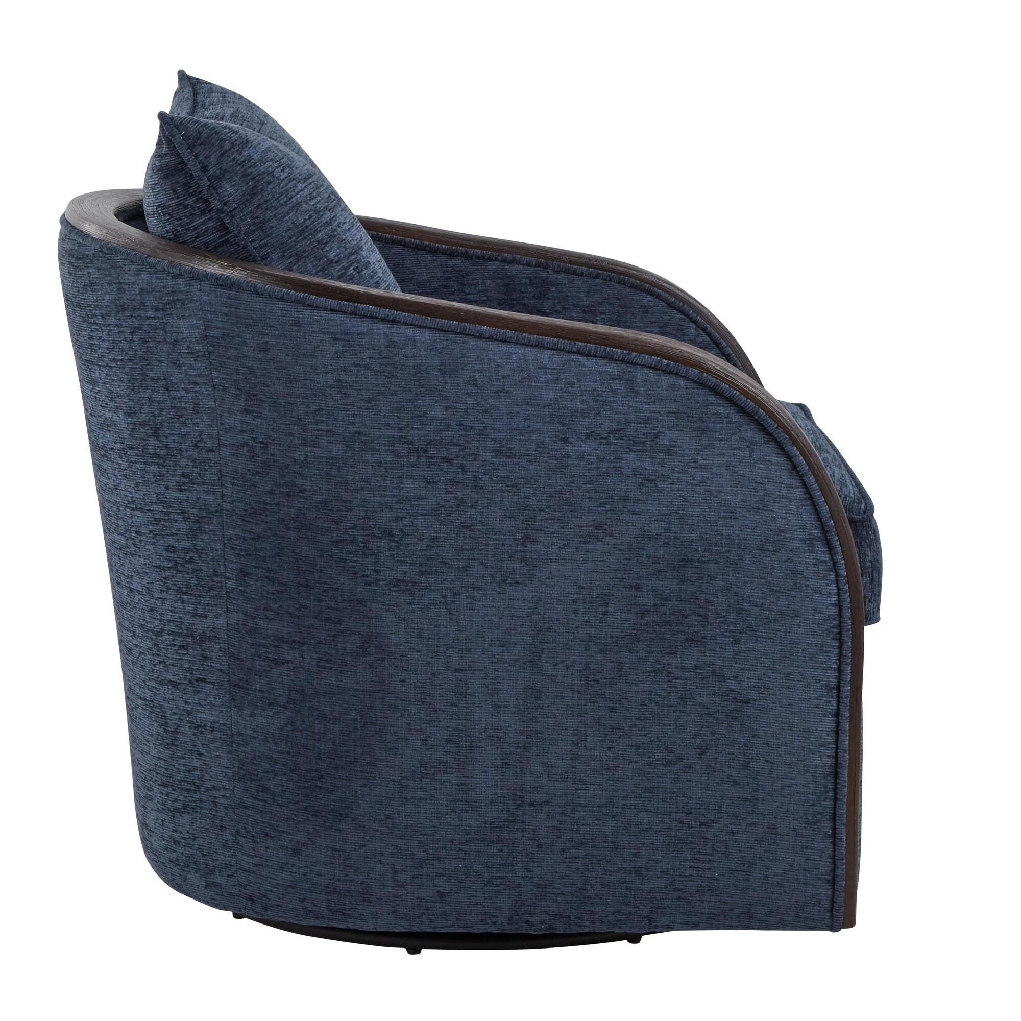 LumiSource Gemma Swivel Accent Chair, Navy, large