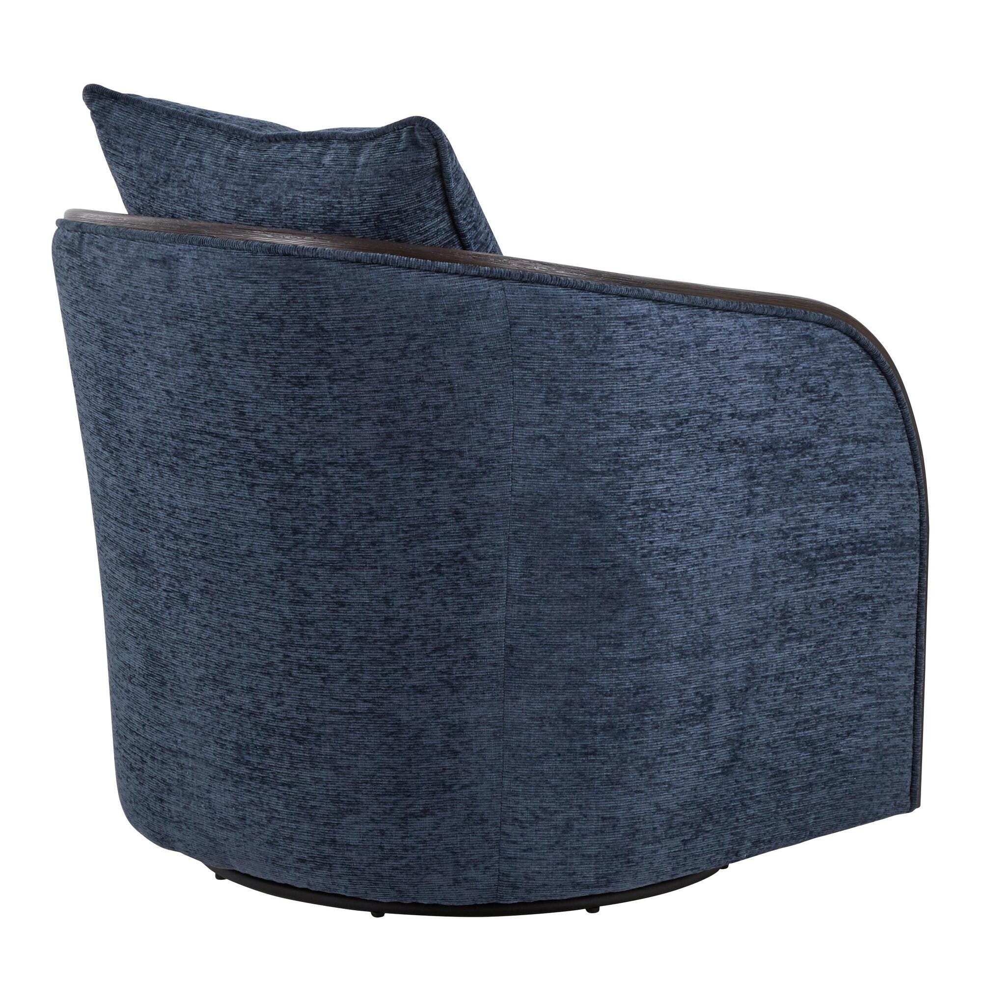 LumiSource Gemma Swivel Accent Chair, Navy, large