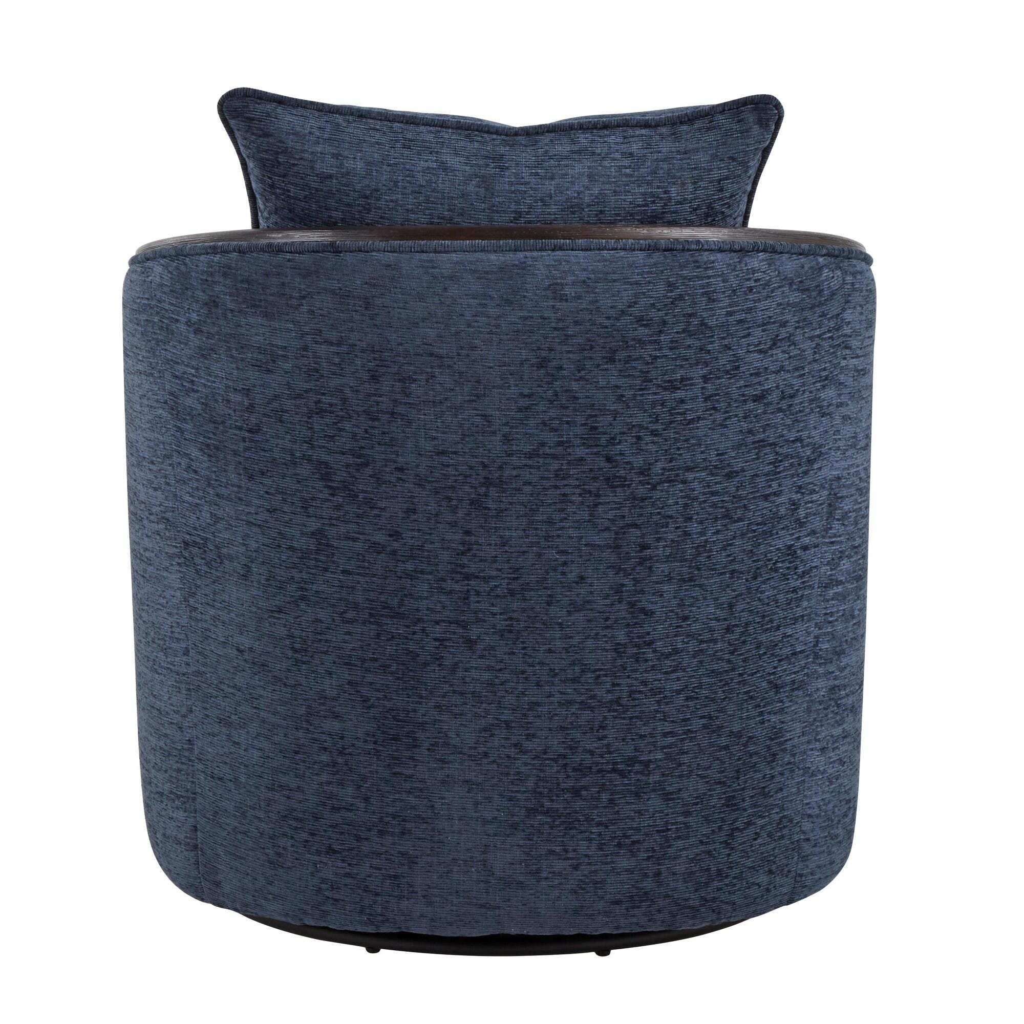 LumiSource Gemma Swivel Accent Chair, Navy, large