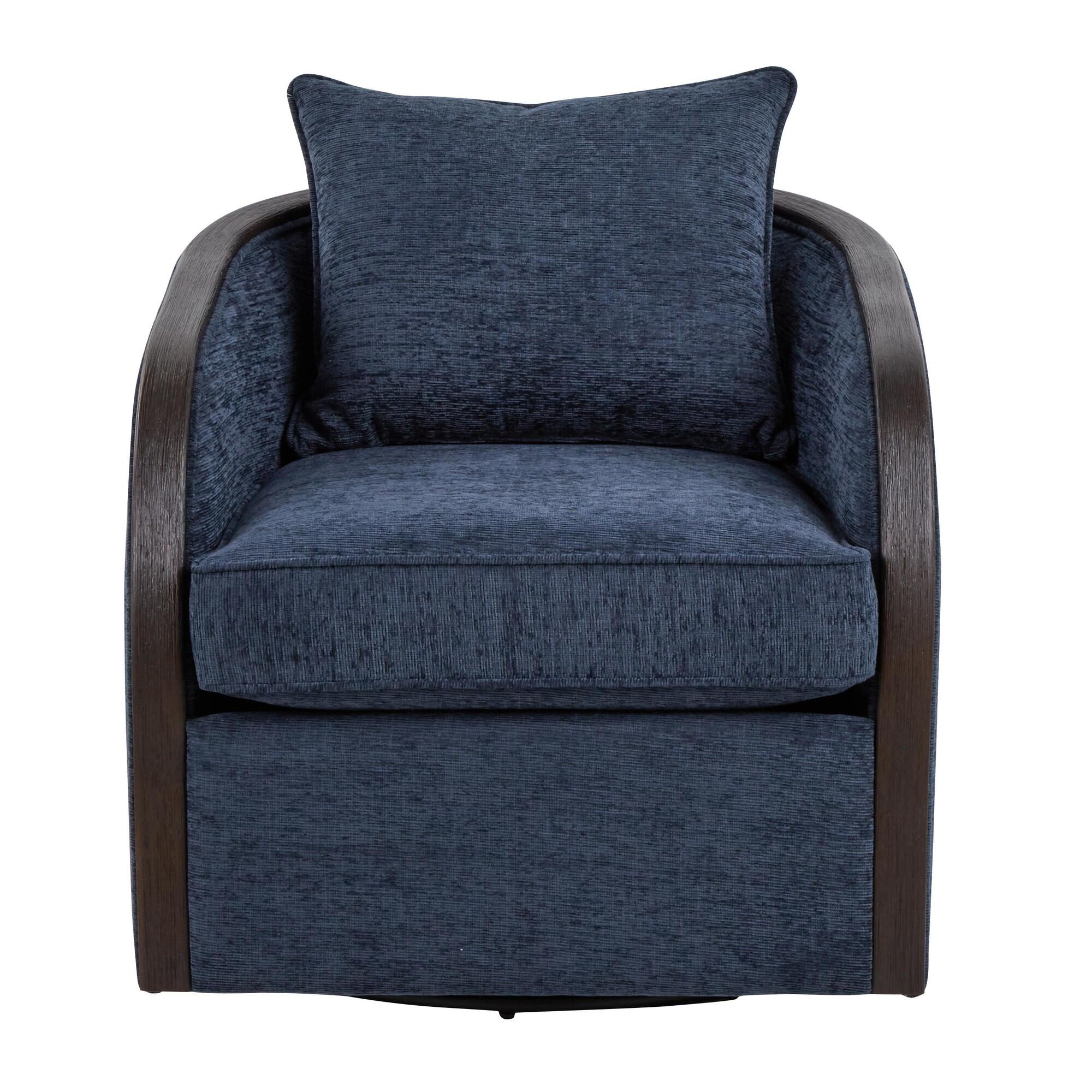 LumiSource Gemma Swivel Accent Chair, Navy, large