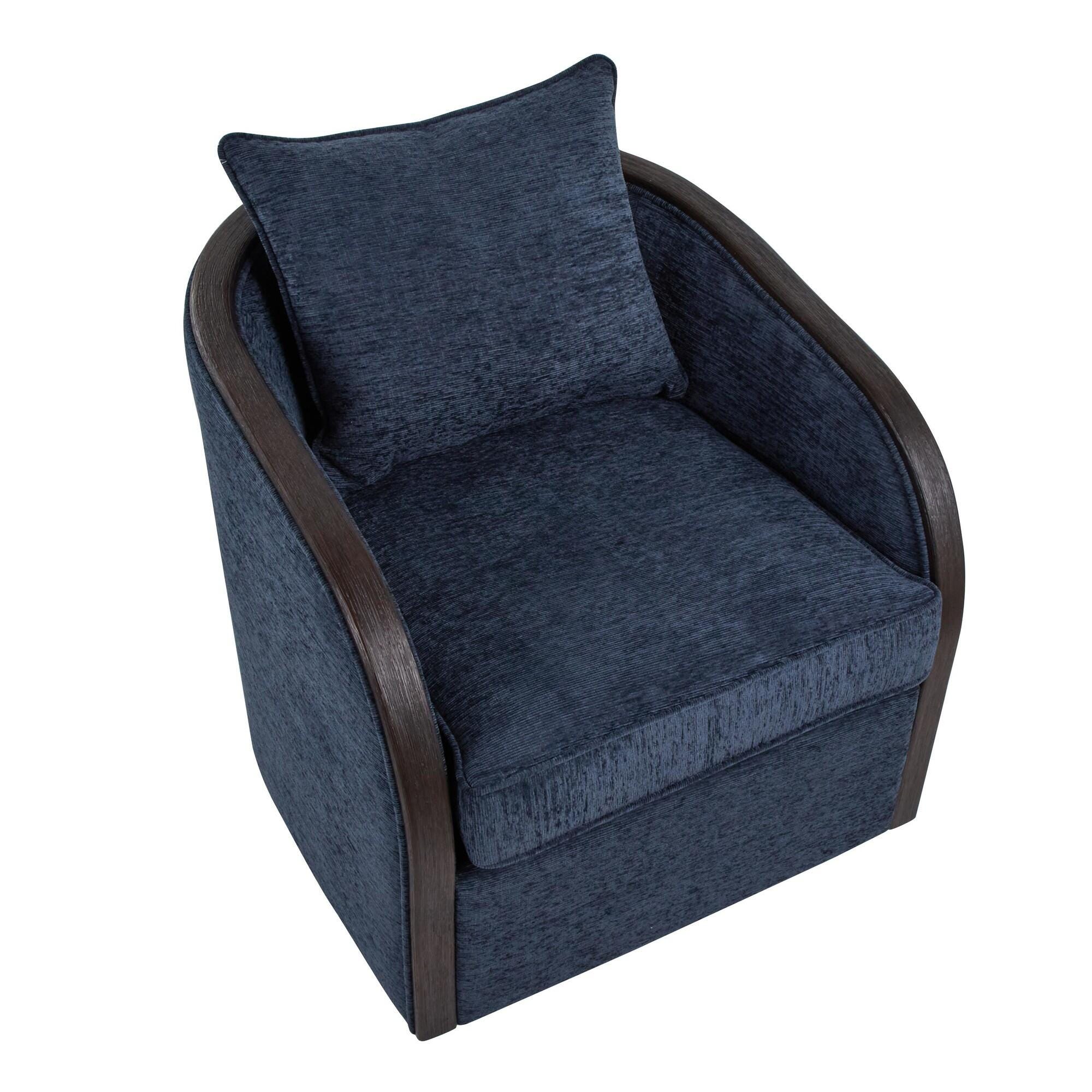 LumiSource Gemma Swivel Accent Chair, Navy, large