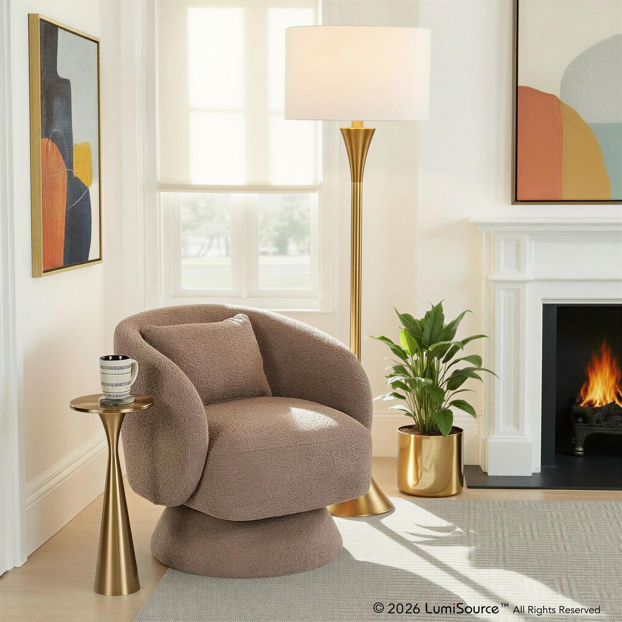 LumiSource Zara Swivel Accent Chair, Brown, rollover