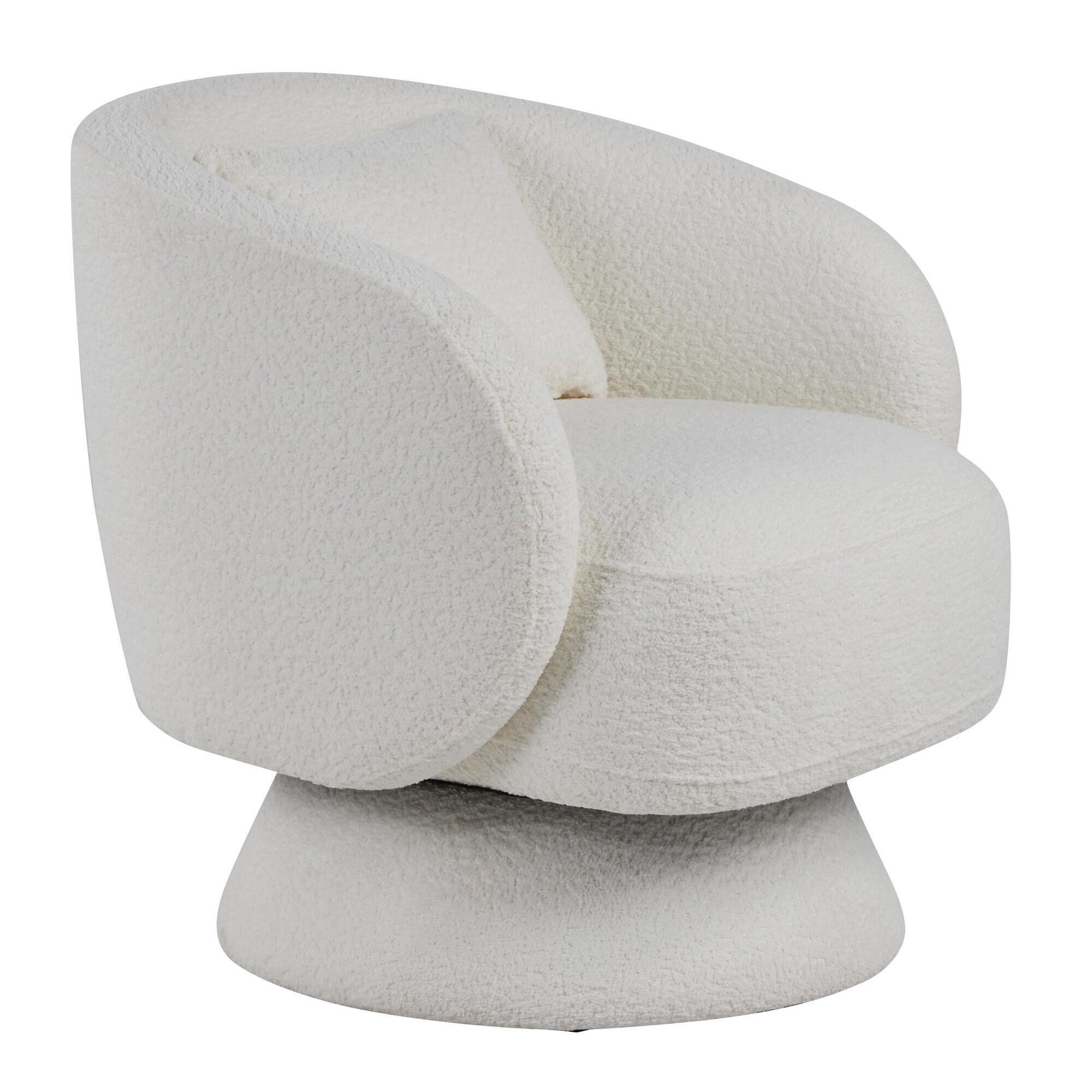 LumiSource Zara Swivel Accent Chair, White, large