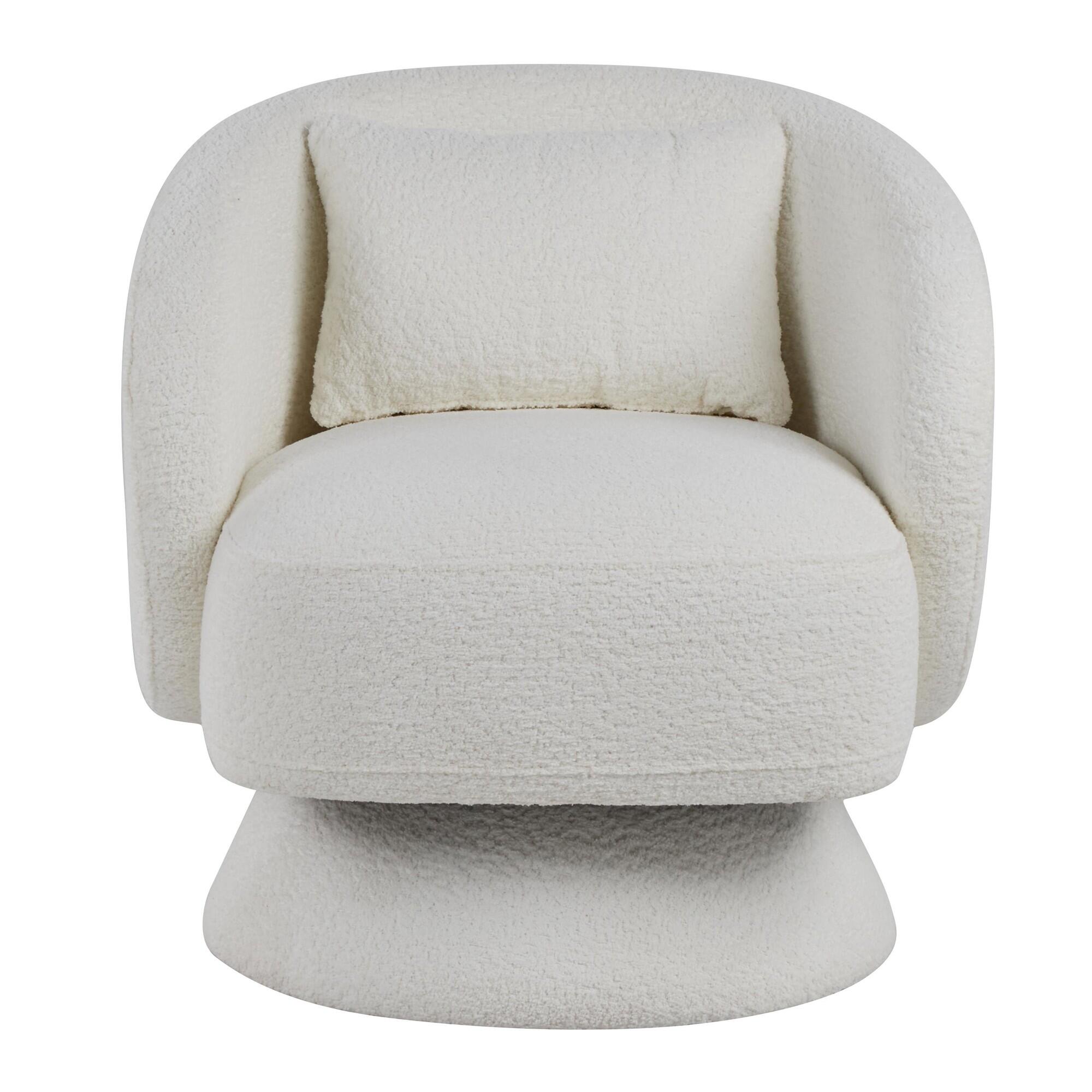 LumiSource Zara Swivel Accent Chair, White, large