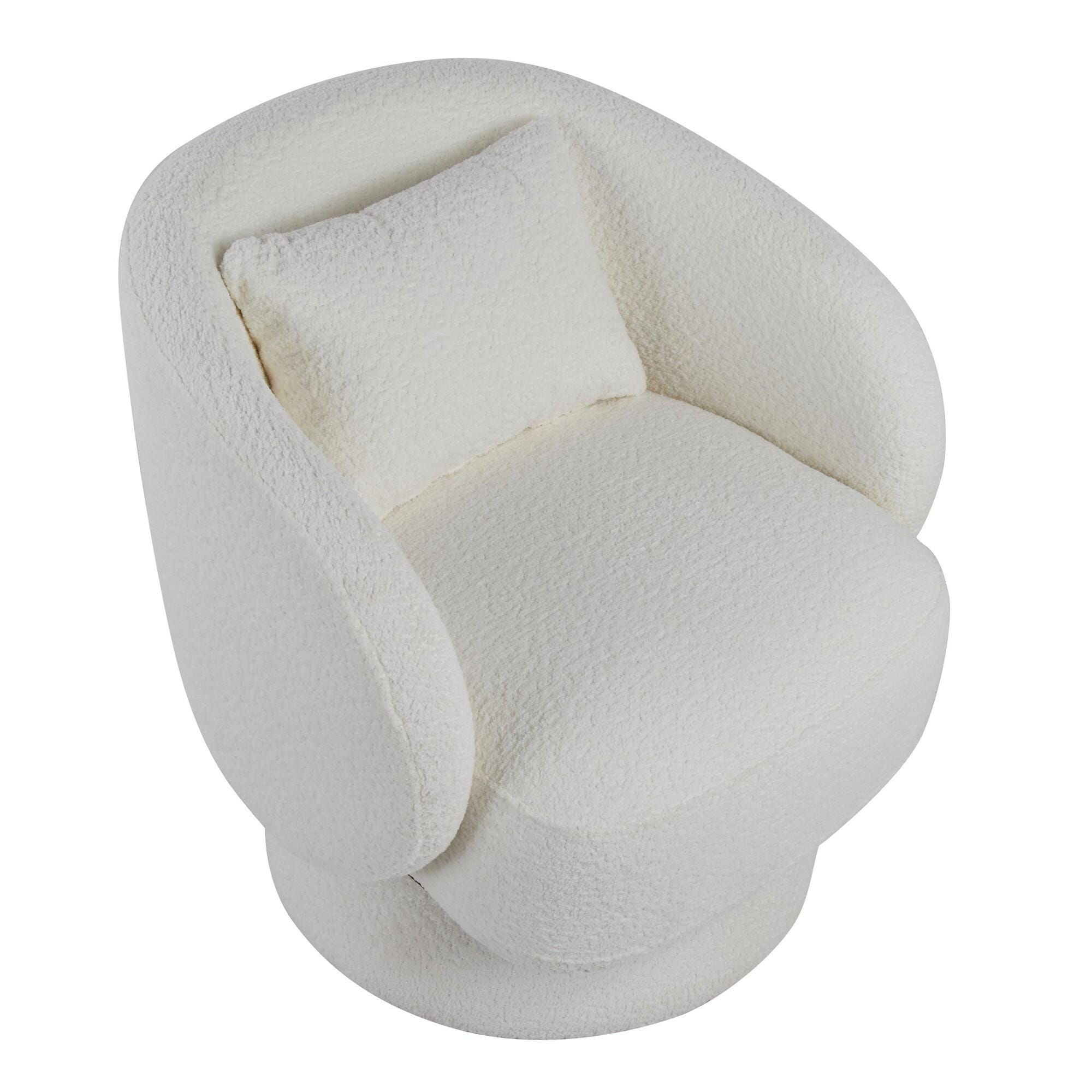 LumiSource Zara Swivel Accent Chair, White, large