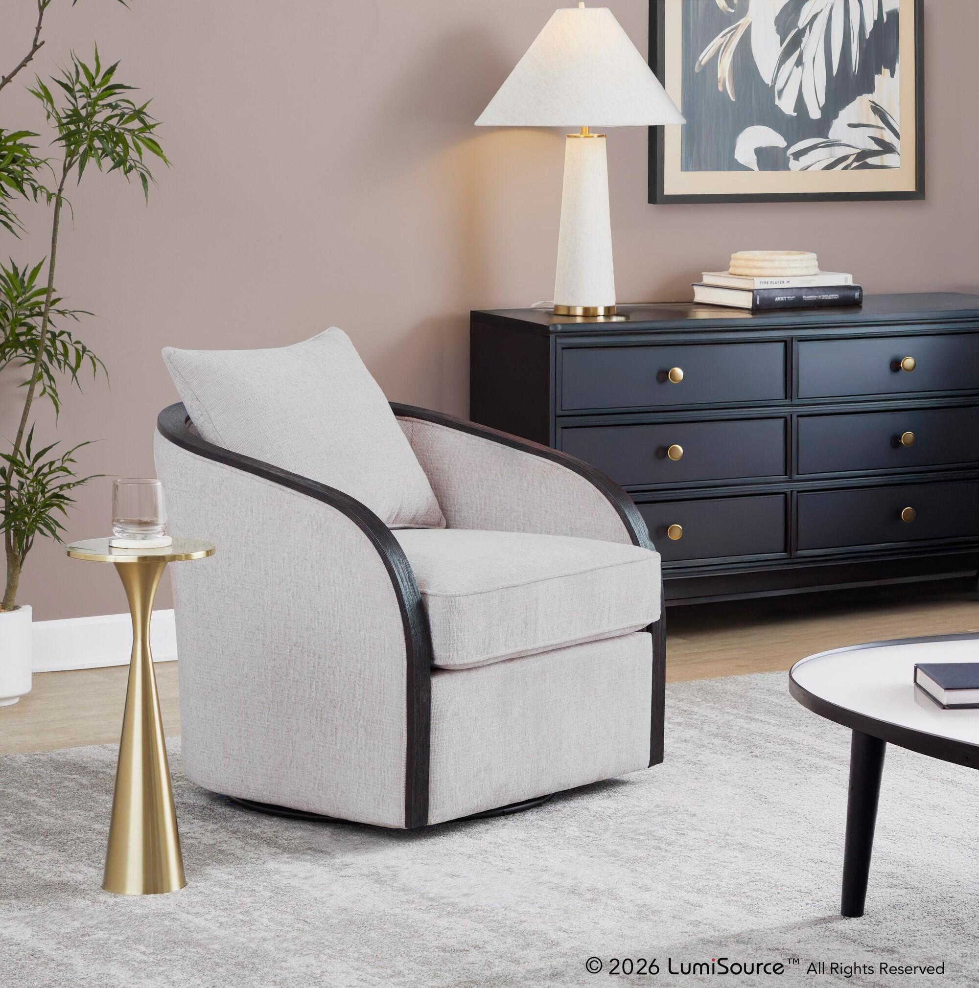 LumiSource Gemma Swivel Accent Chair, Beige, rollover