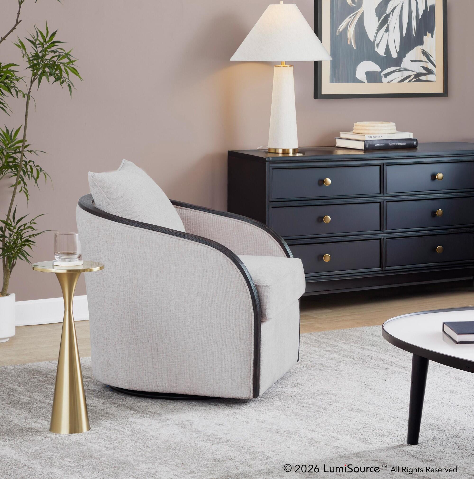 LumiSource Gemma Swivel Accent Chair, Beige, large