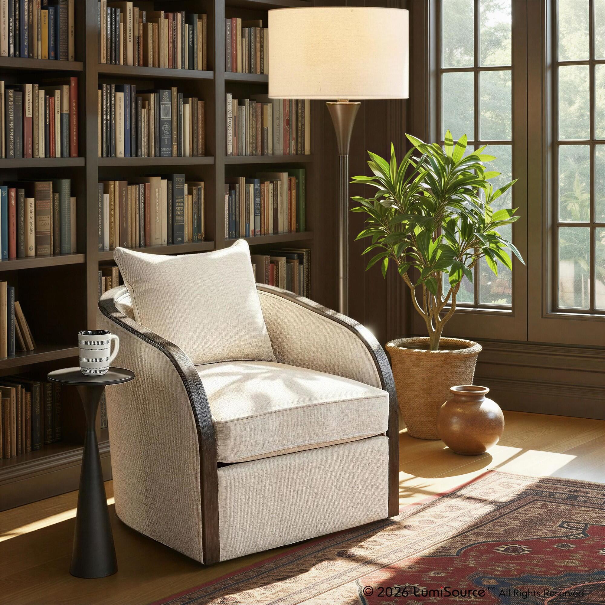LumiSource Gemma Swivel Accent Chair, Beige, large