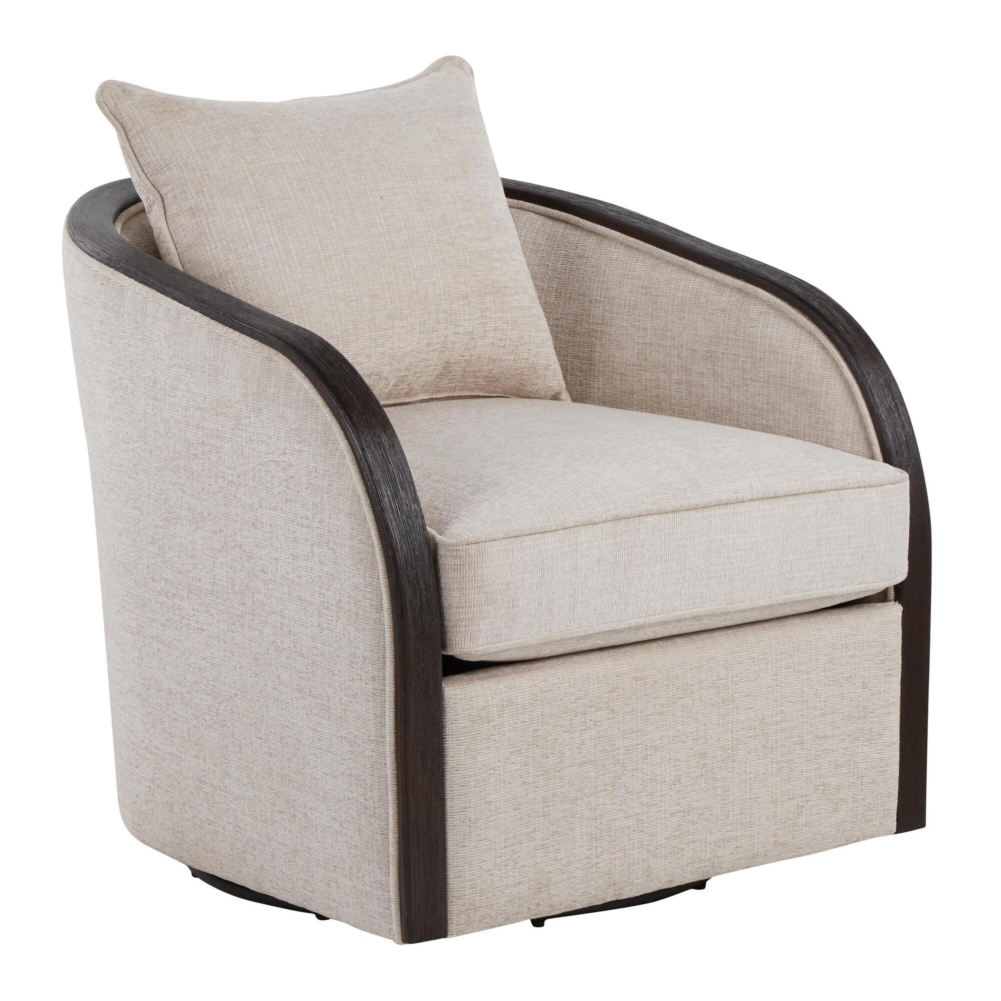 LumiSource Gemma Swivel Accent Chair, Beige, large