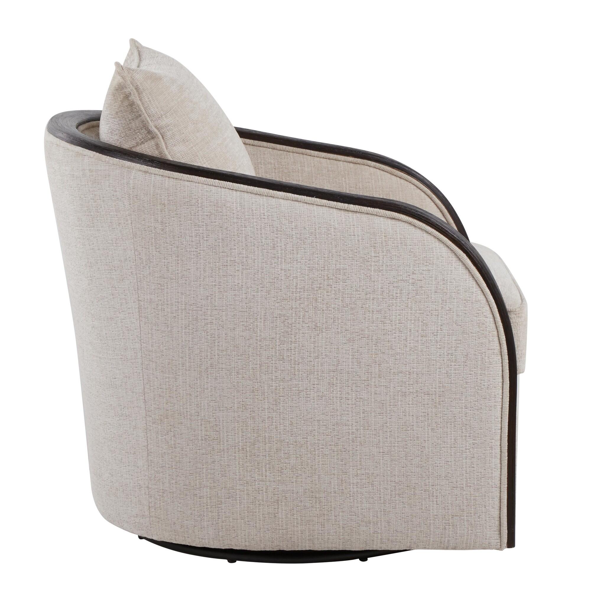 LumiSource Gemma Swivel Accent Chair, Beige, large