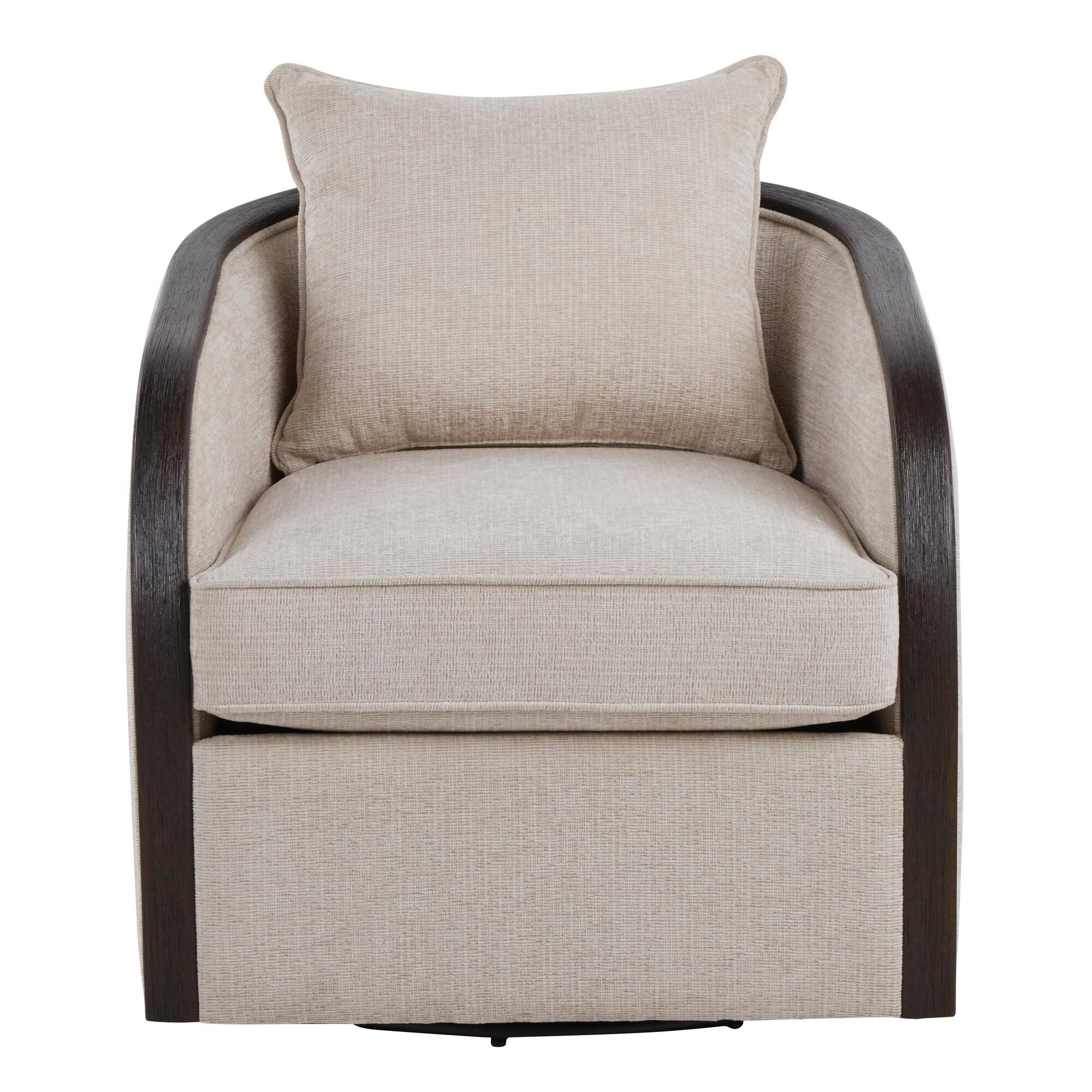 LumiSource Gemma Swivel Accent Chair, Beige, large