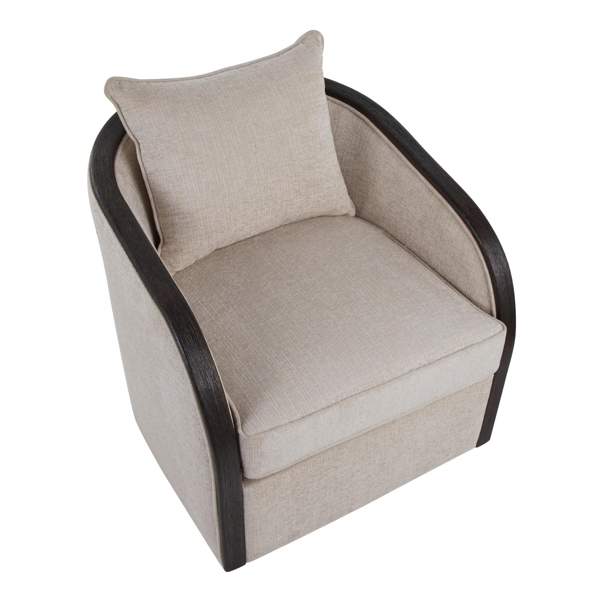 LumiSource Gemma Swivel Accent Chair, Beige, large