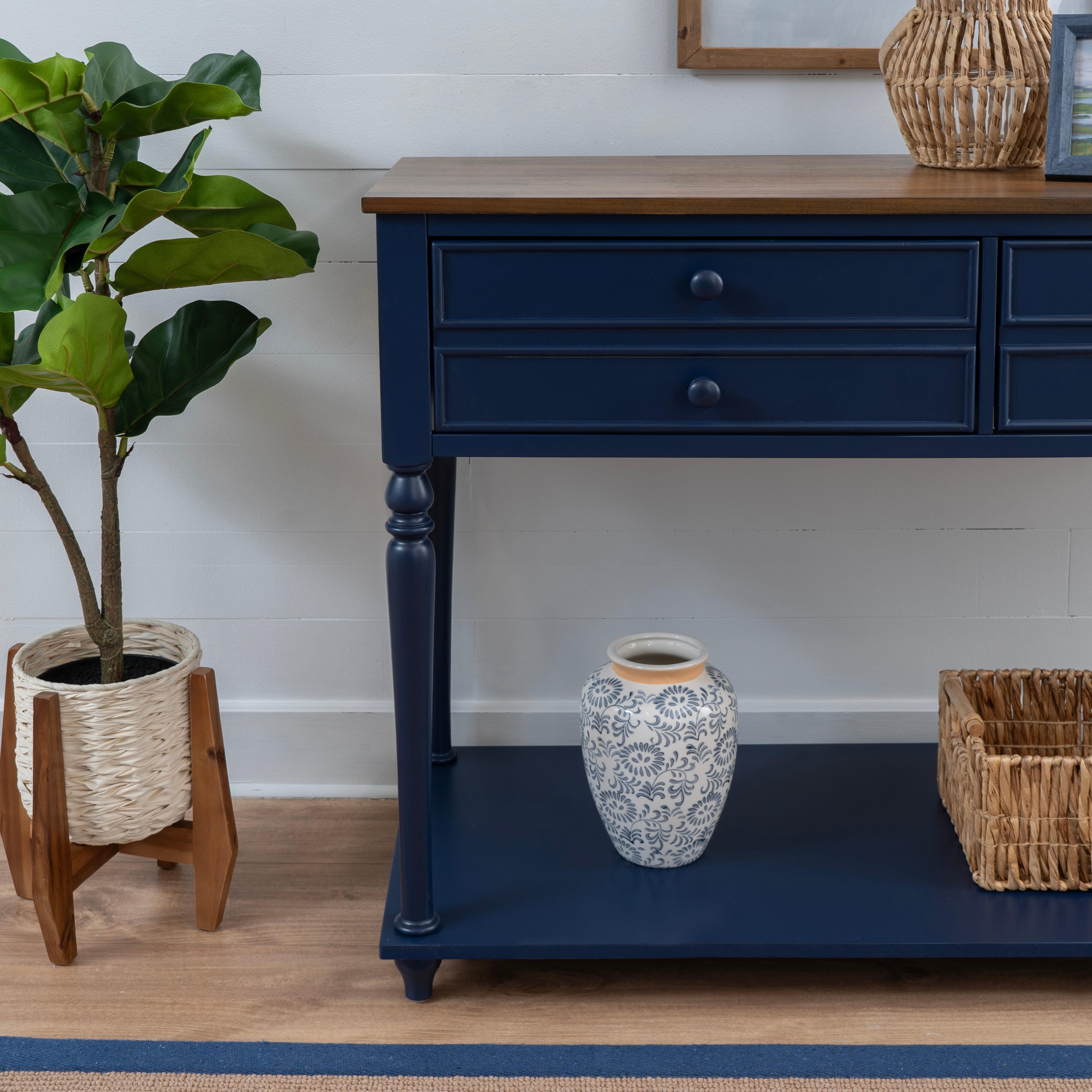 Linon Aster Console Table, Navy/Brown, large