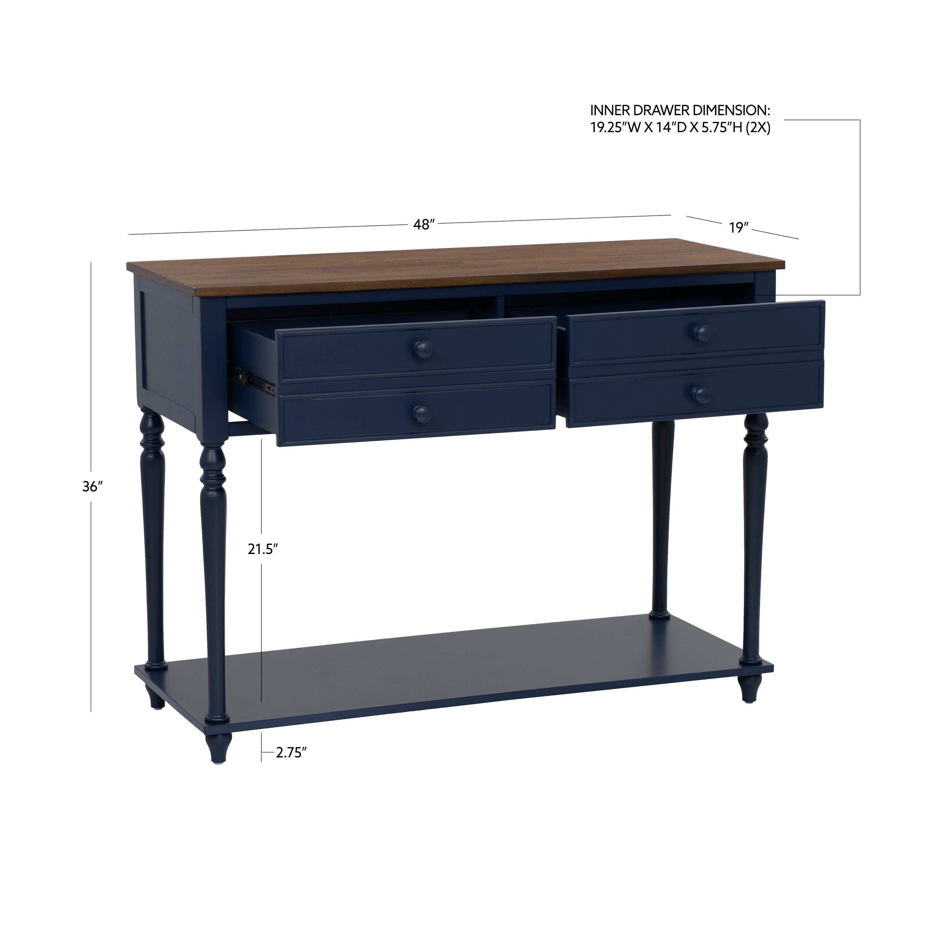 Linon Aster Console Table, Navy/Brown, large