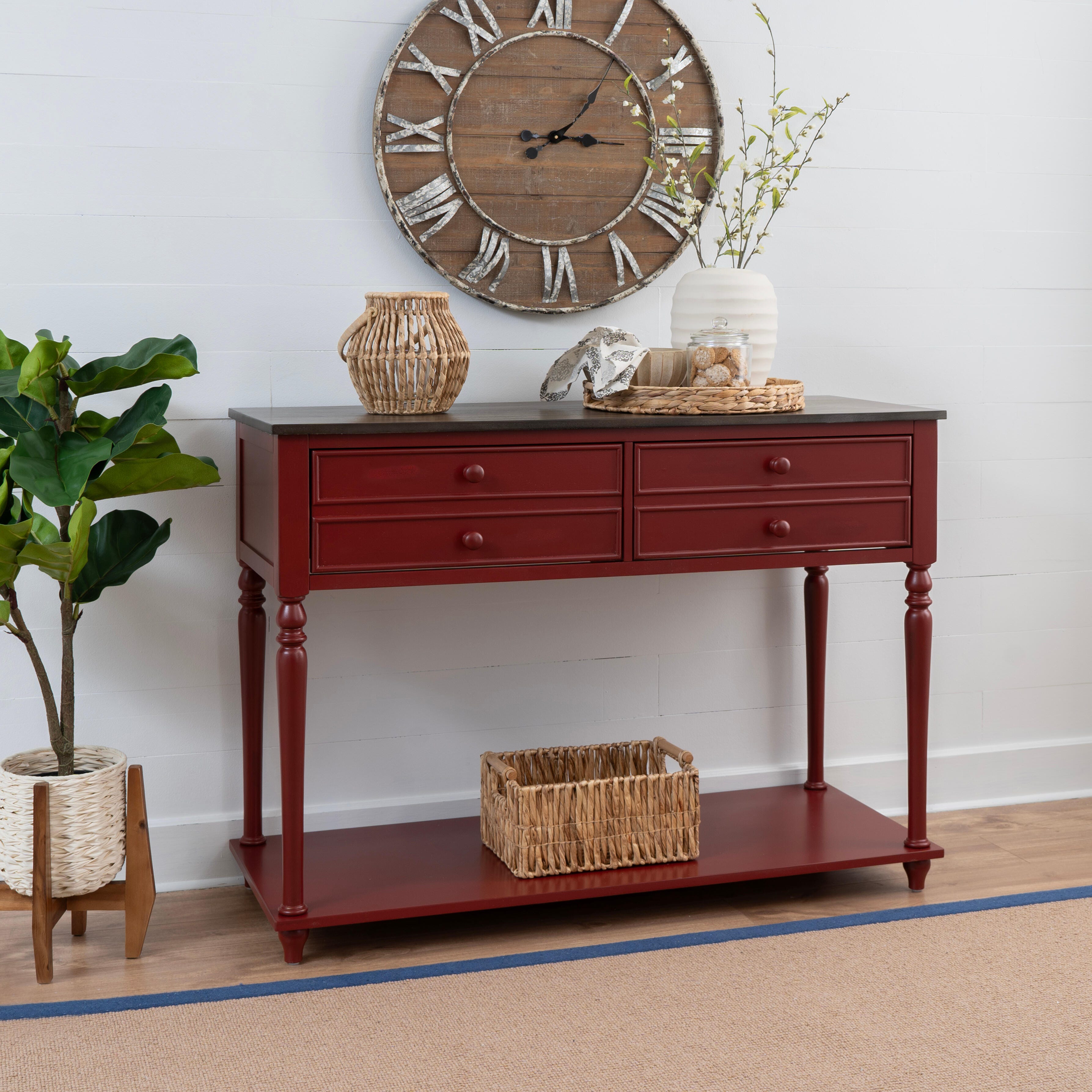 Linon Aster Console Table, Red/Black, rollover