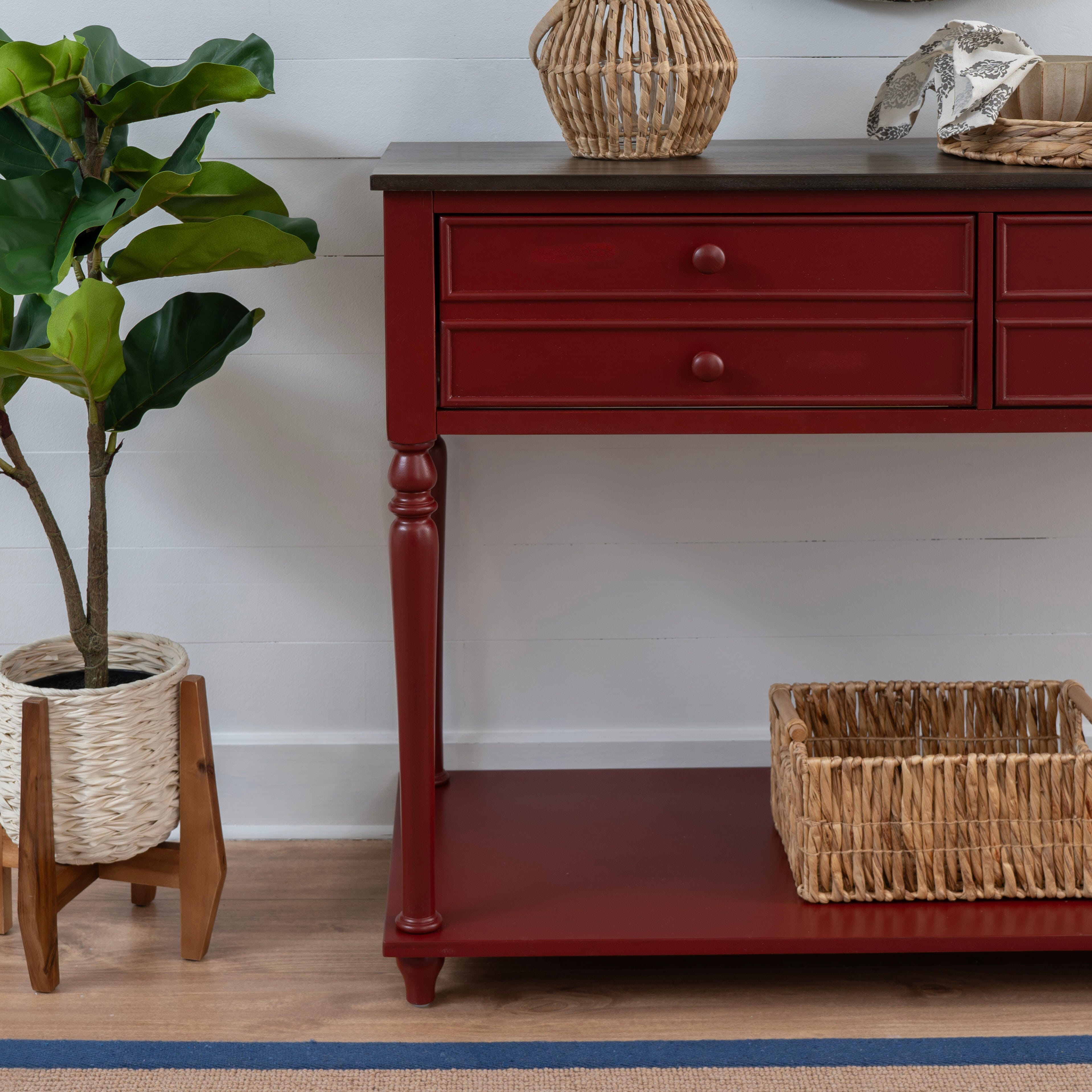 Linon Aster Console Table, Red/Black, large