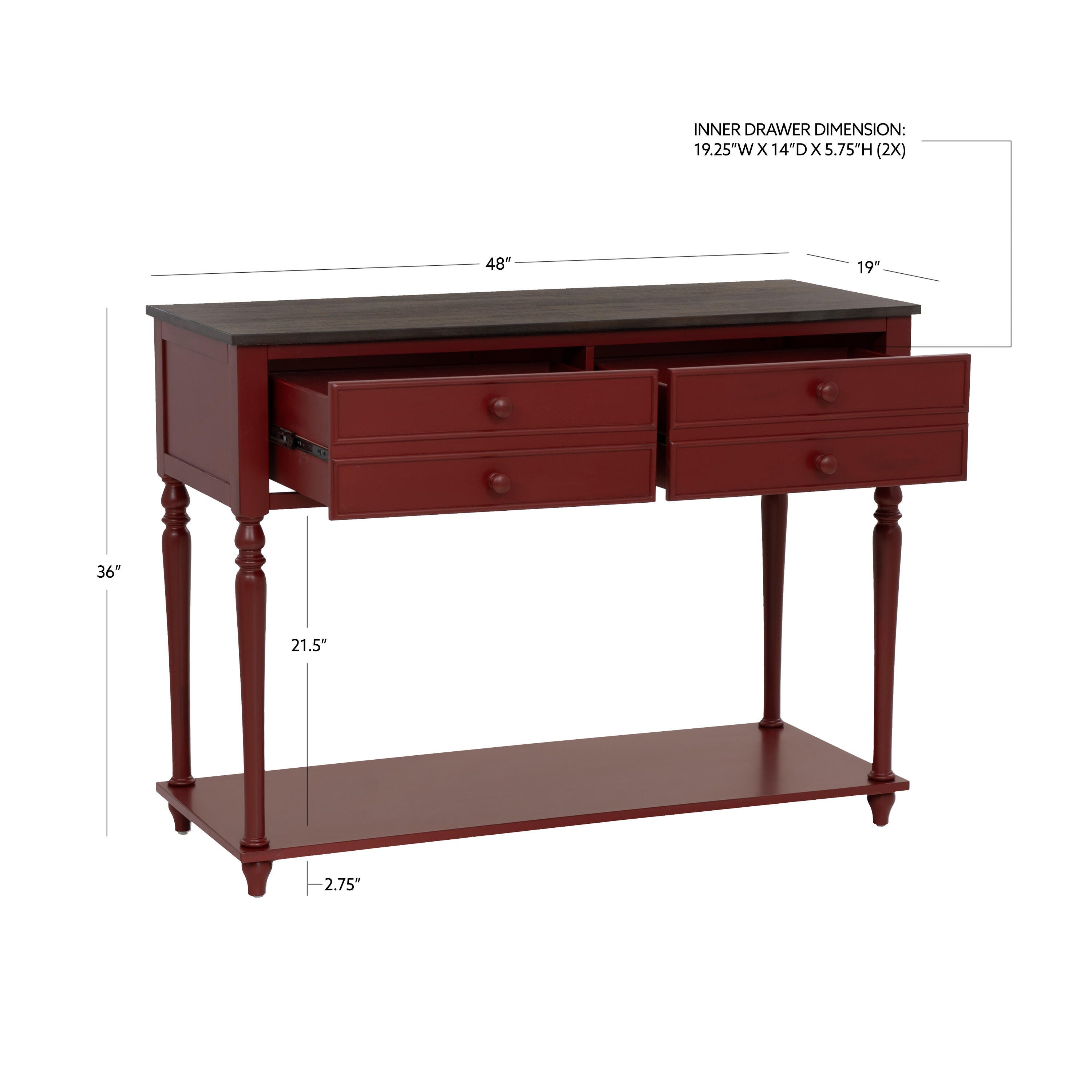 Linon Aster Console Table, Red/Black, large